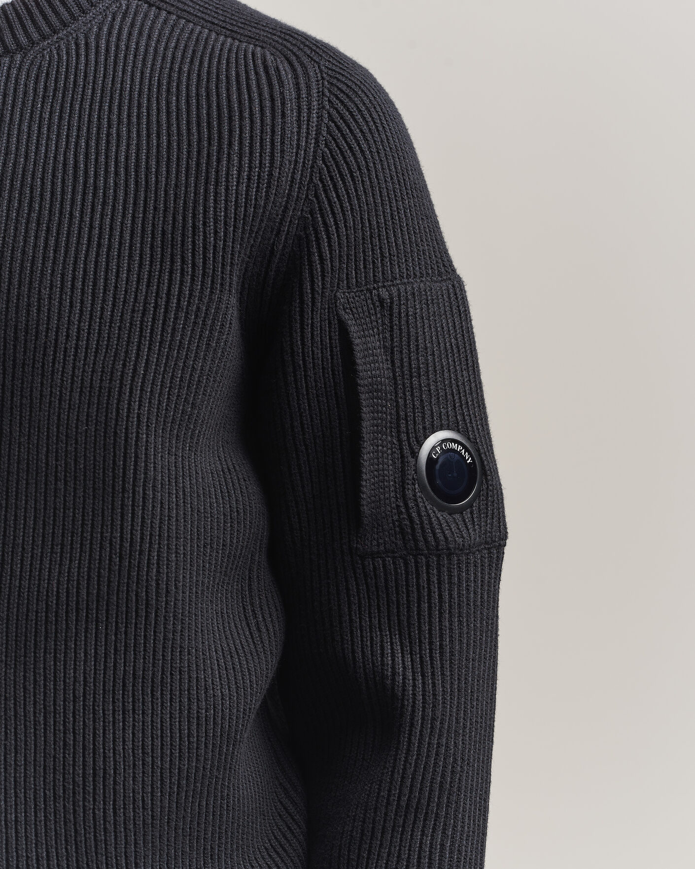 Hombres | Jerséis y prendas de punto | C.P. Company | Full Rib Knitted Cotton Crew Neck Black