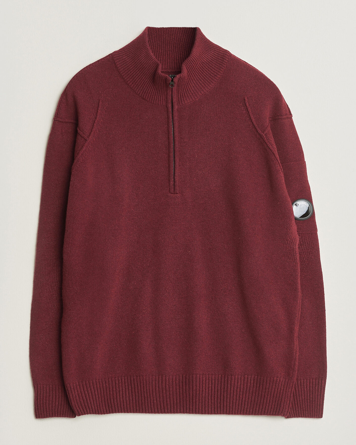 Hombres | Jerséis y prendas de punto | C.P. Company | Knitted Lambswool Half-Zip Burgundy