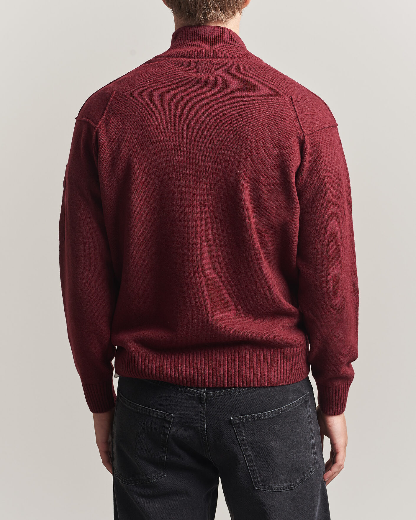 Hombres | Jerséis y prendas de punto | C.P. Company | Knitted Lambswool Half-Zip Burgundy