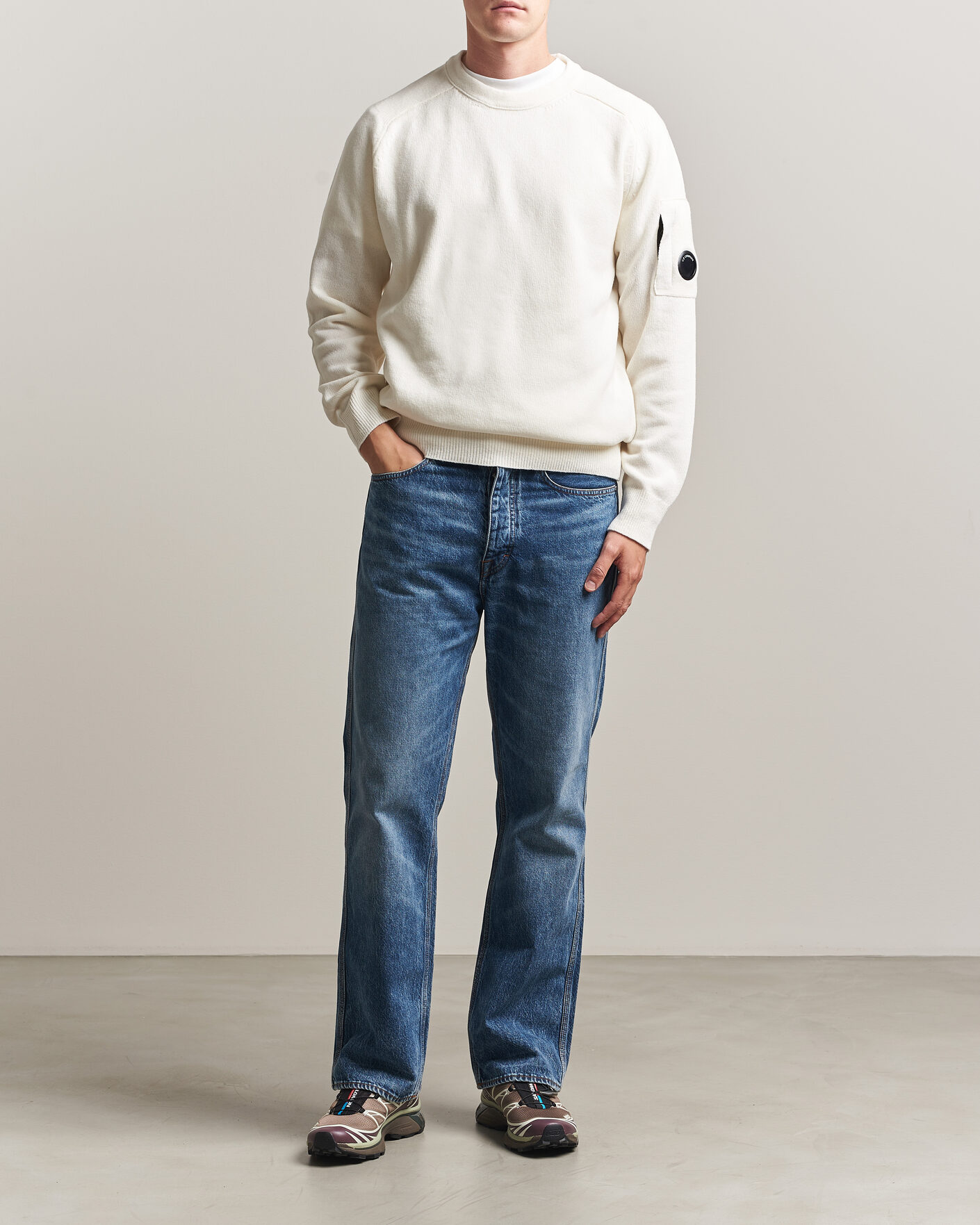 Hombres | Jerséis y prendas de punto | C.P. Company | Knitted Lambswool Crew Neck White