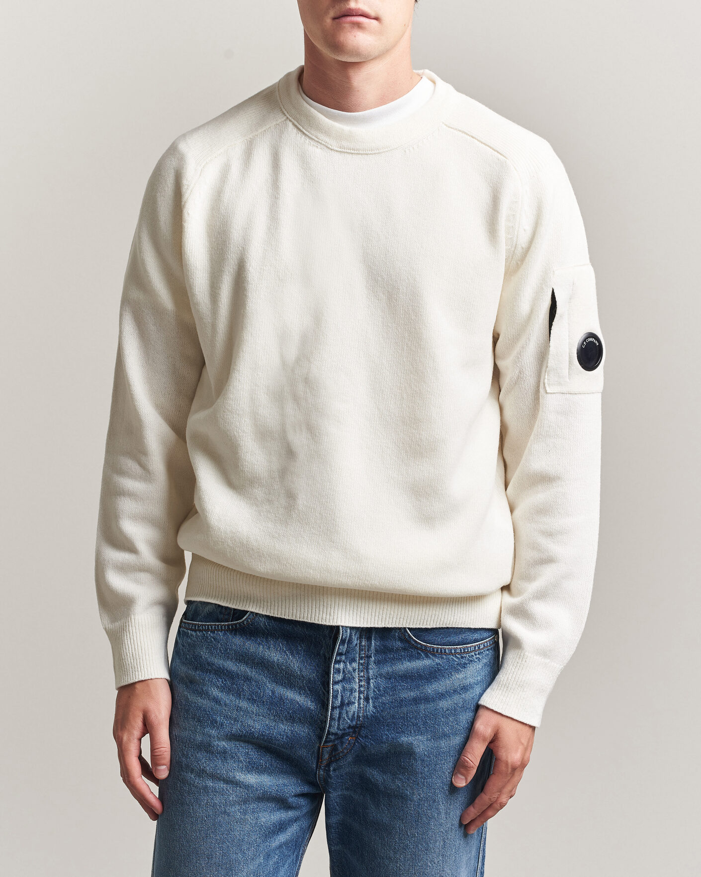 Hombres | Jerséis y prendas de punto | C.P. Company | Knitted Lambswool Crew Neck White