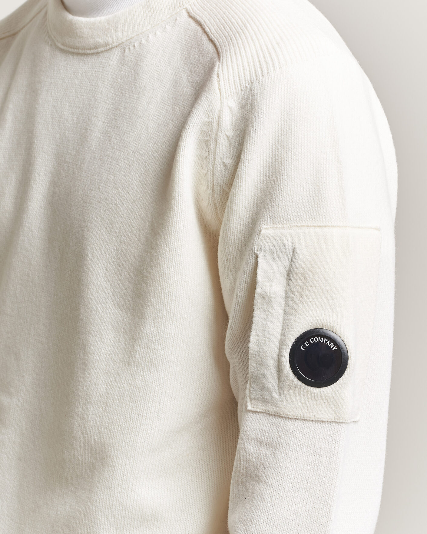 Hombres | Jerséis y prendas de punto | C.P. Company | Knitted Lambswool Crew Neck White