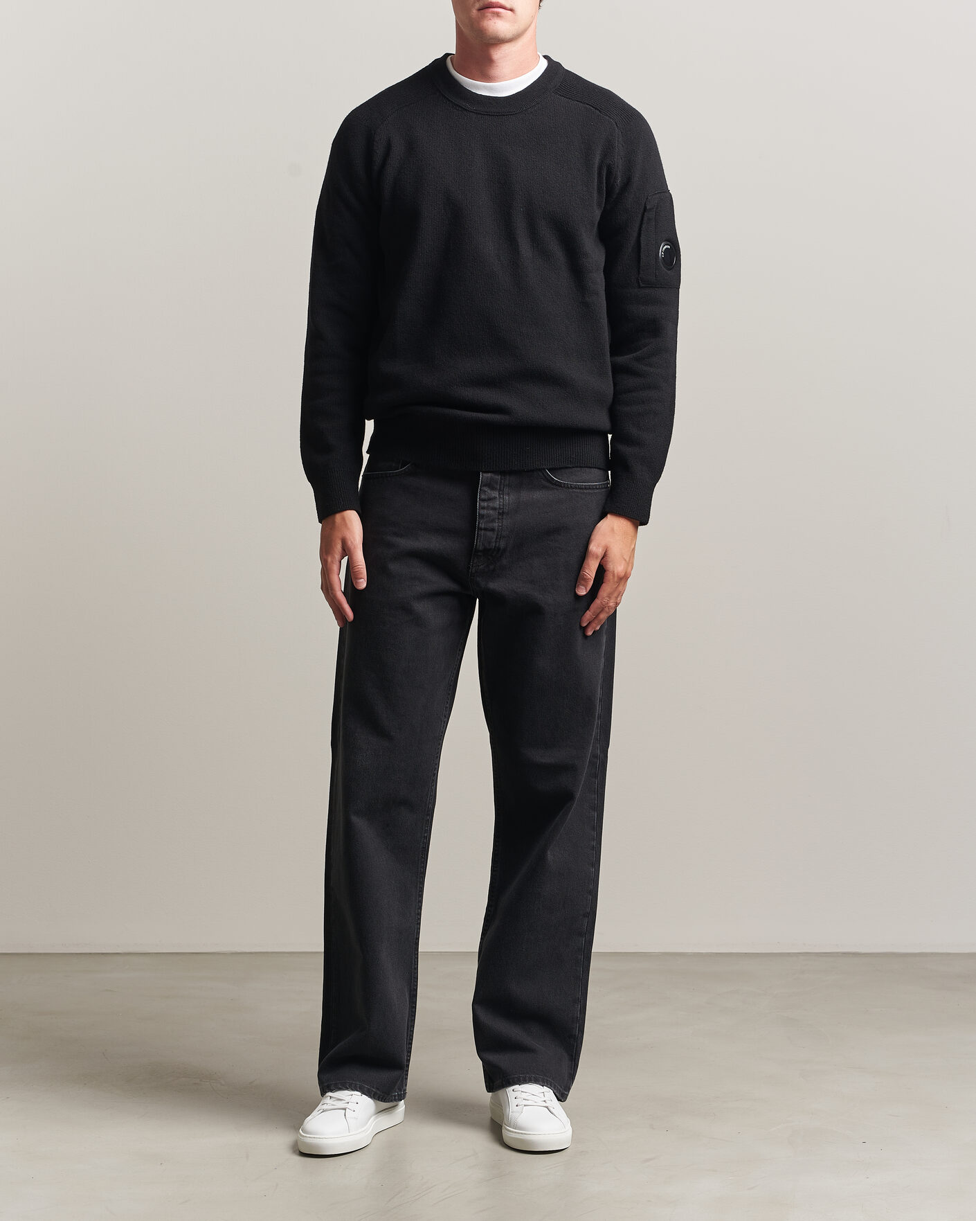 Hombres | Jerséis y prendas de punto | C.P. Company | Knitted Lambswool Crew Neck Black