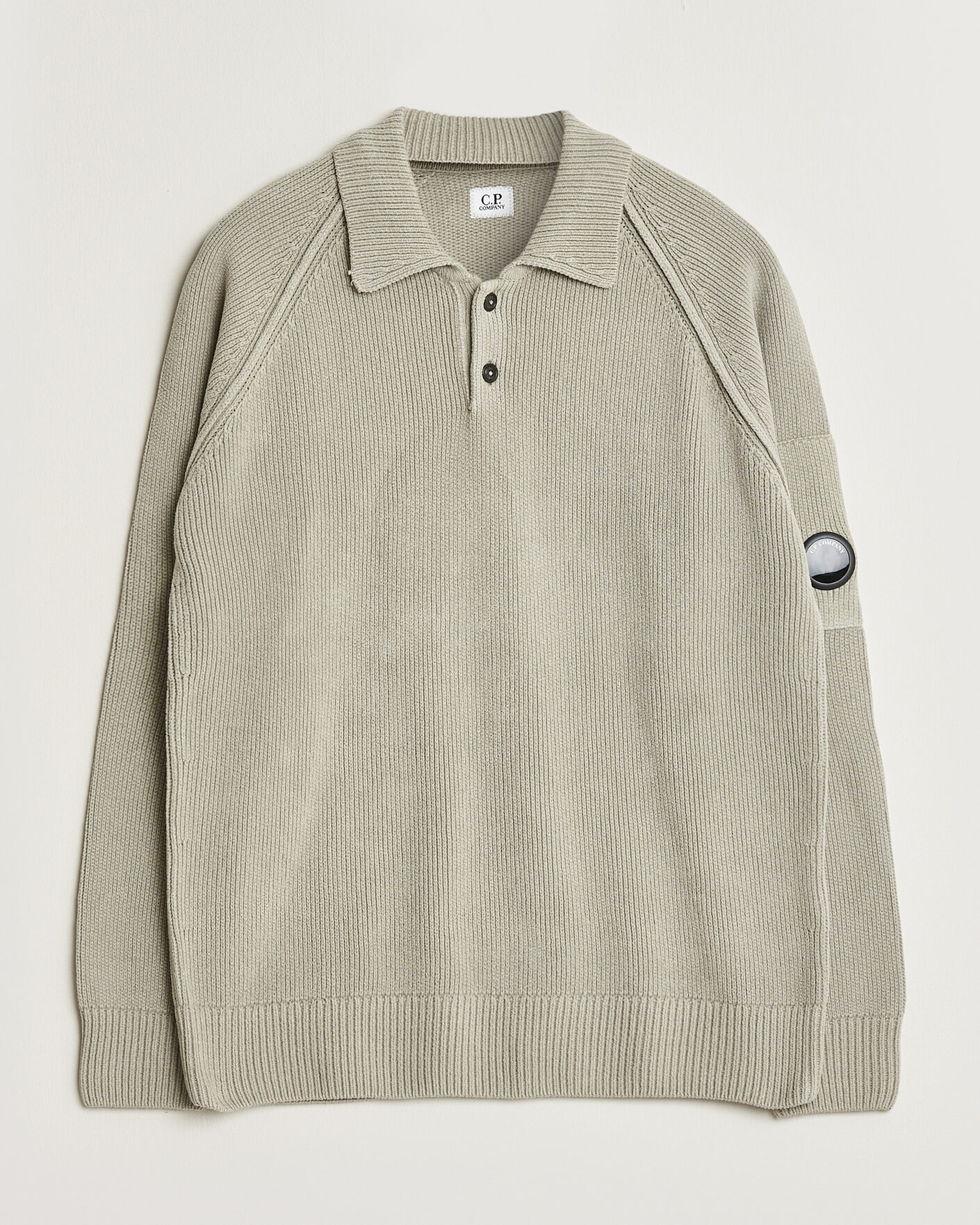 Hombres | Jerséis y prendas de punto | C.P. Company | Cotton Chenille Polo Collar Light Grey