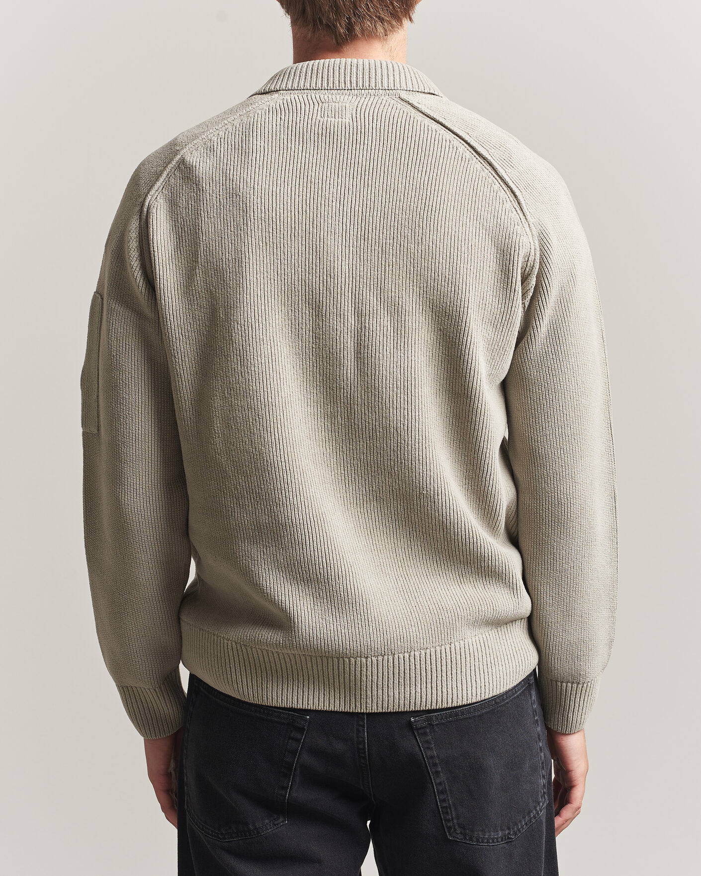 Hombres | Jerséis y prendas de punto | C.P. Company | Cotton Chenille Polo Collar Light Grey