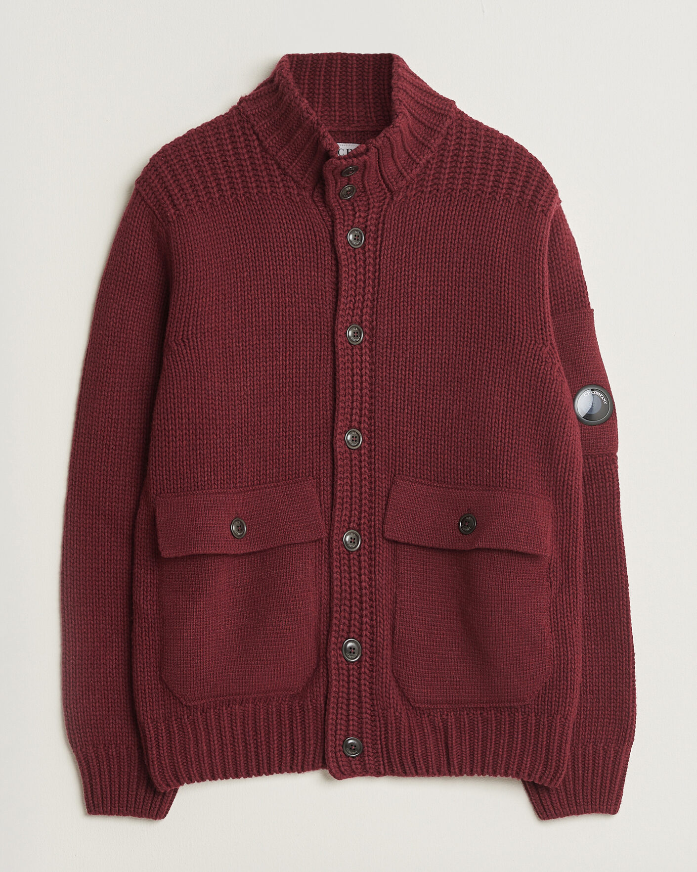 Hombres | Jerséis y prendas de punto | C.P. Company | Heavy Lambswool Cardigan Burgundy