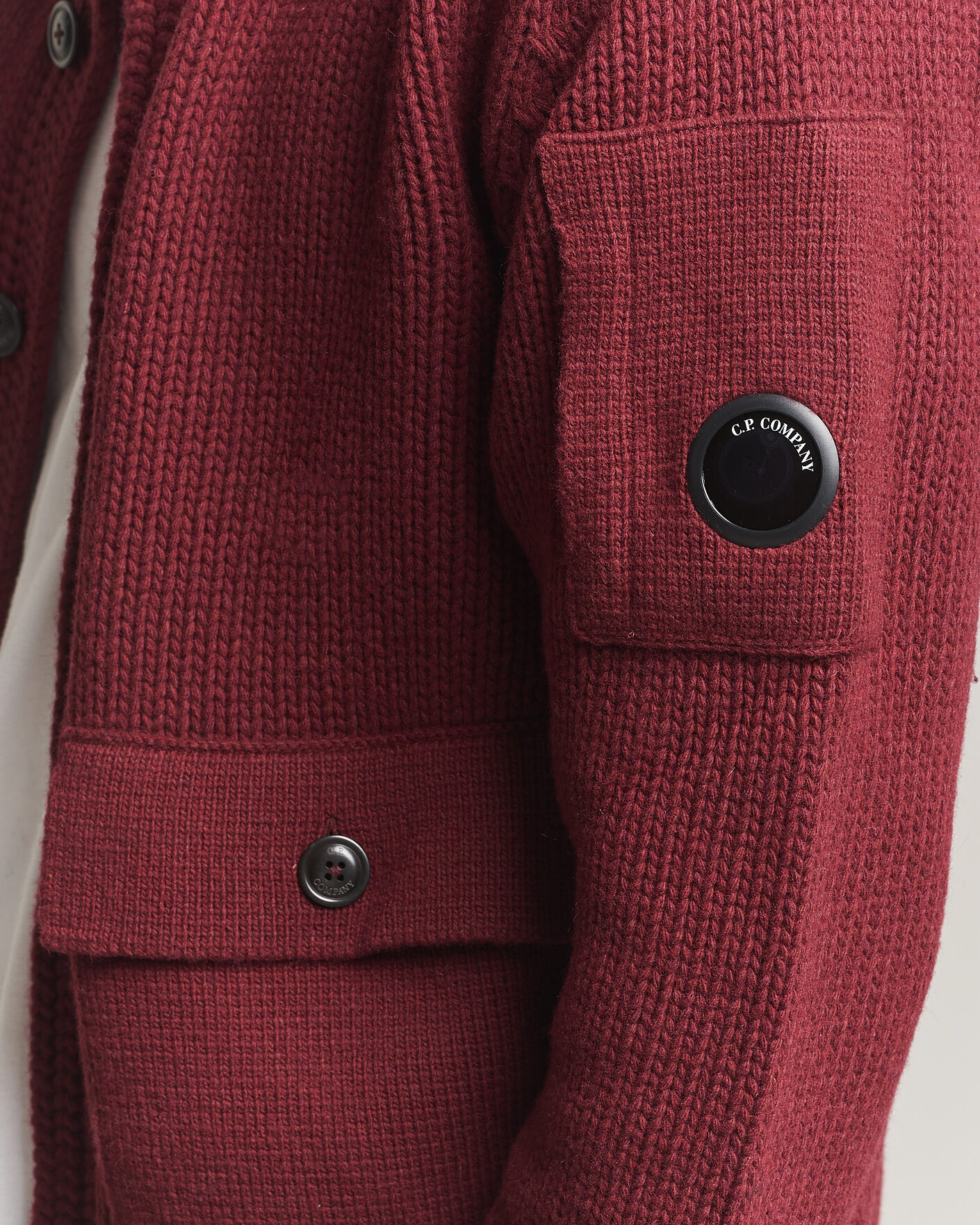 Hombres | Jerséis y prendas de punto | C.P. Company | Heavy Lambswool Cardigan Burgundy