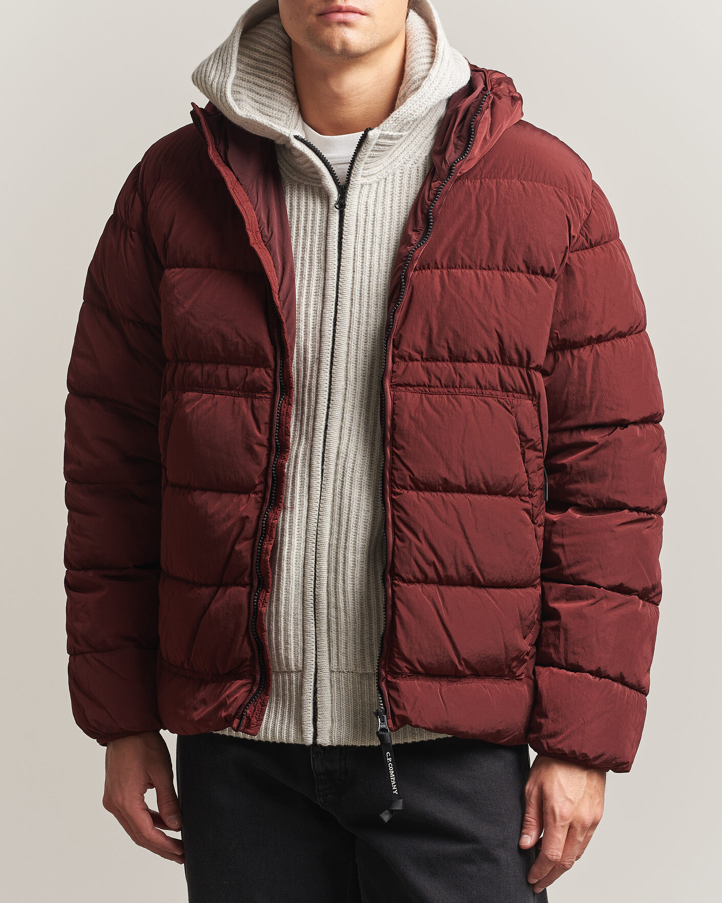 Hombres | Abrigos y chaquetas | C.P. Company | Chrome-R Goggle Down Jacket Burgundy