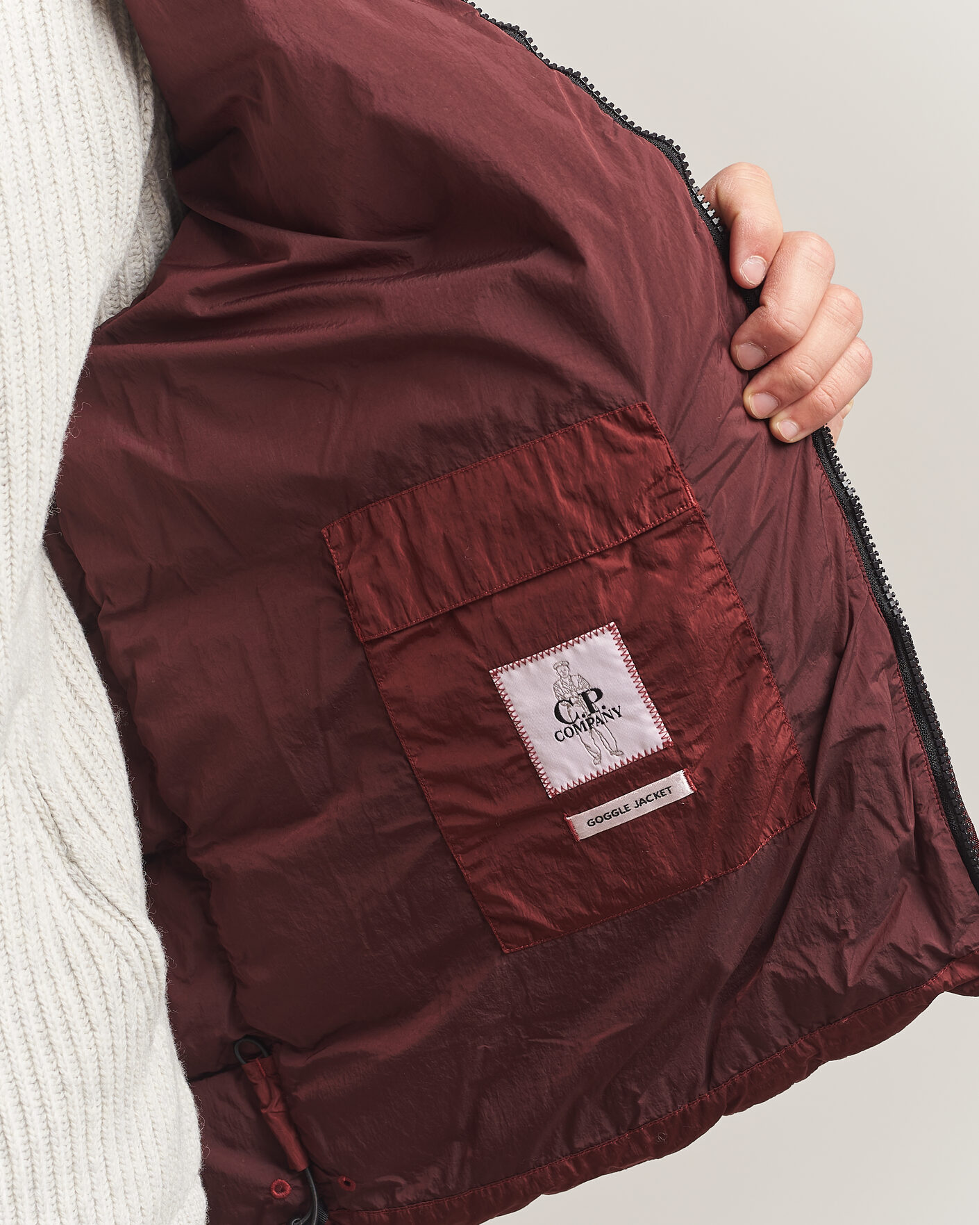 Hombres | Abrigos y chaquetas | C.P. Company | Chrome-R Goggle Down Jacket Burgundy