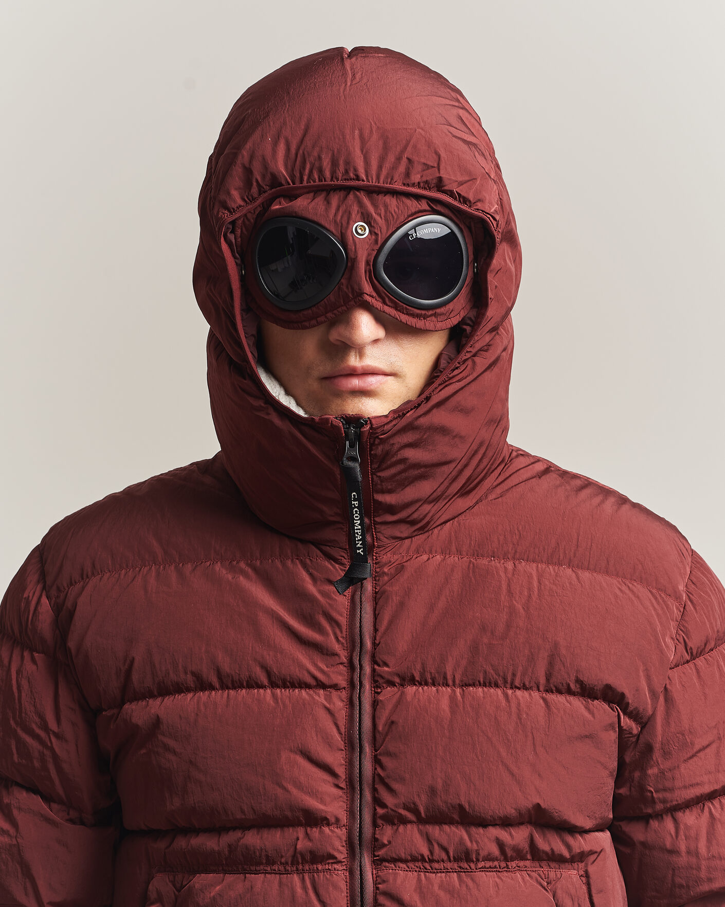 Hombres | Abrigos y chaquetas | C.P. Company | Chrome-R Goggle Down Jacket Burgundy
