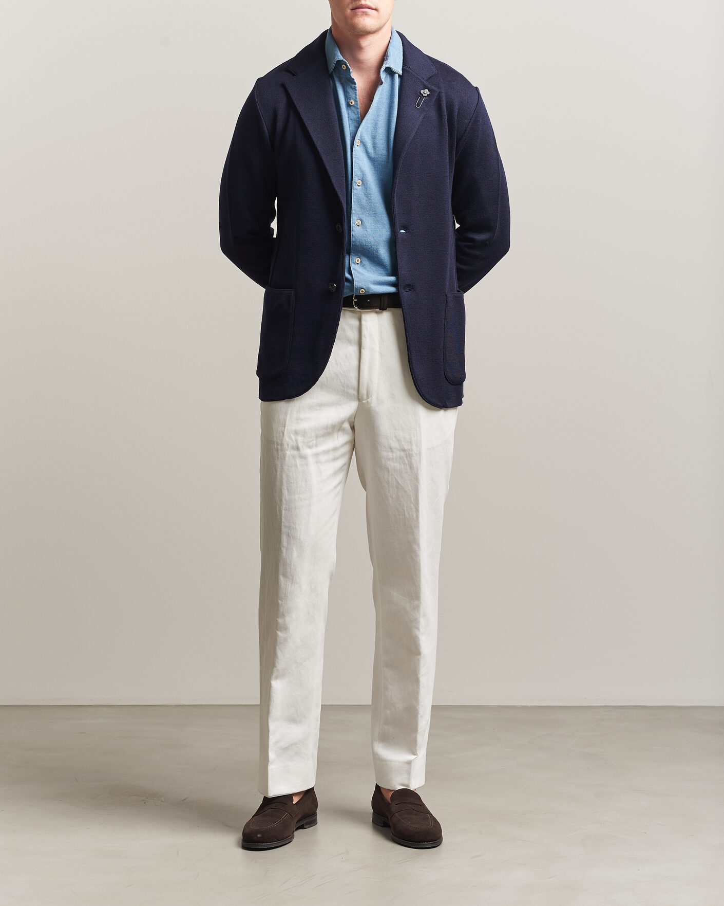 Hombres | Blazers | Lardini | Knitted Wool Blazer Navy