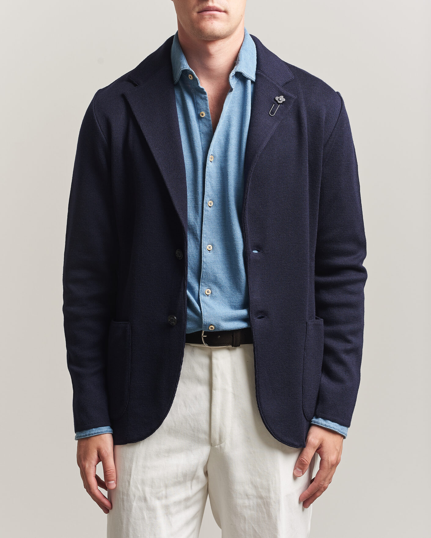 Hombres | Blazers | Lardini | Knitted Wool Blazer Navy