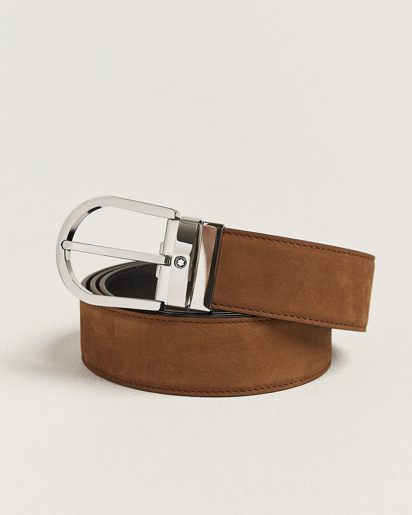 Hombres | Cinturones | Montblanc | 35mm Reversible Suede/Calf Horseshoe Belt Brown/Black