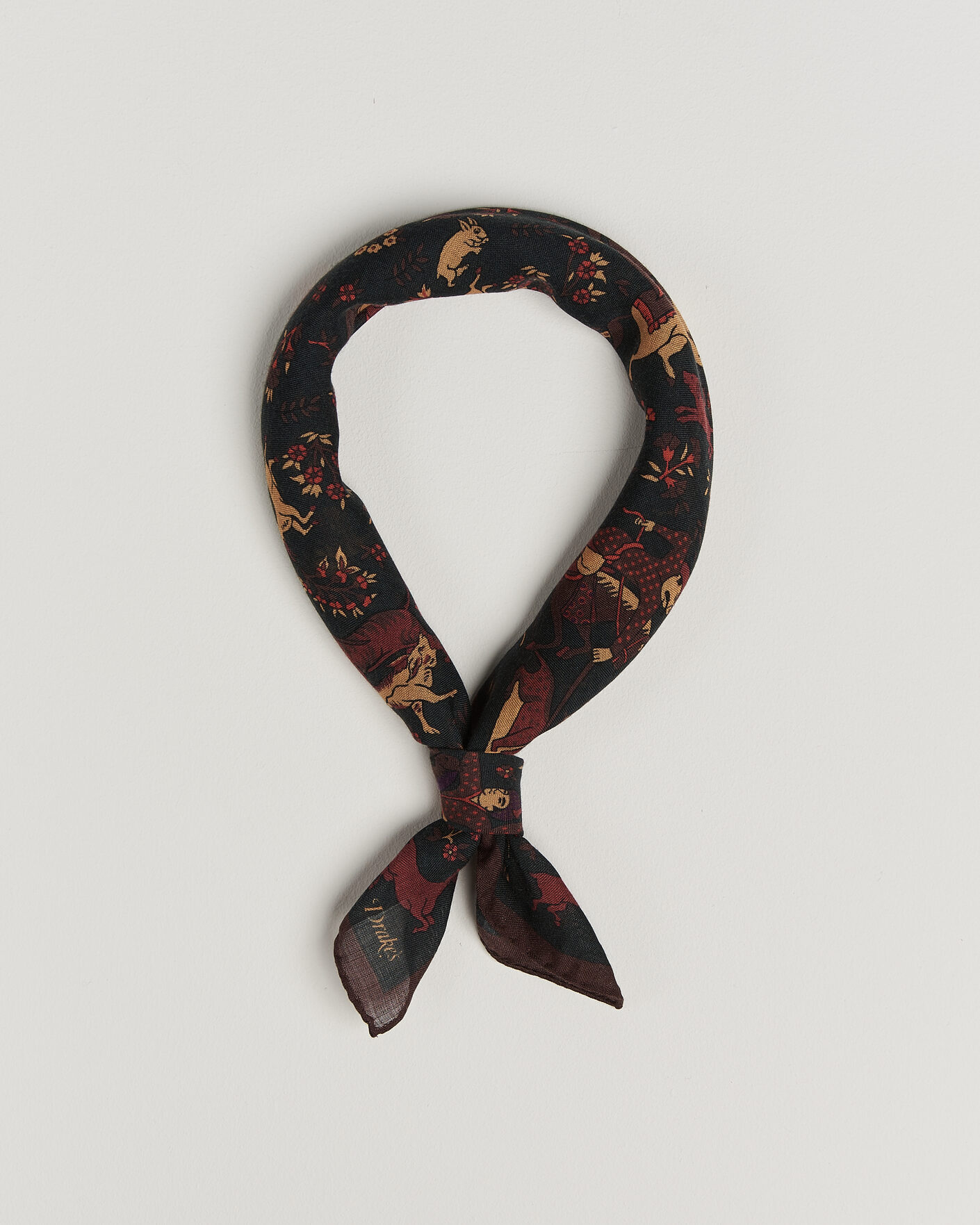 Hombres | Bufandas elegantes | Drake's | Moghul Wool/Silk Bandana Green