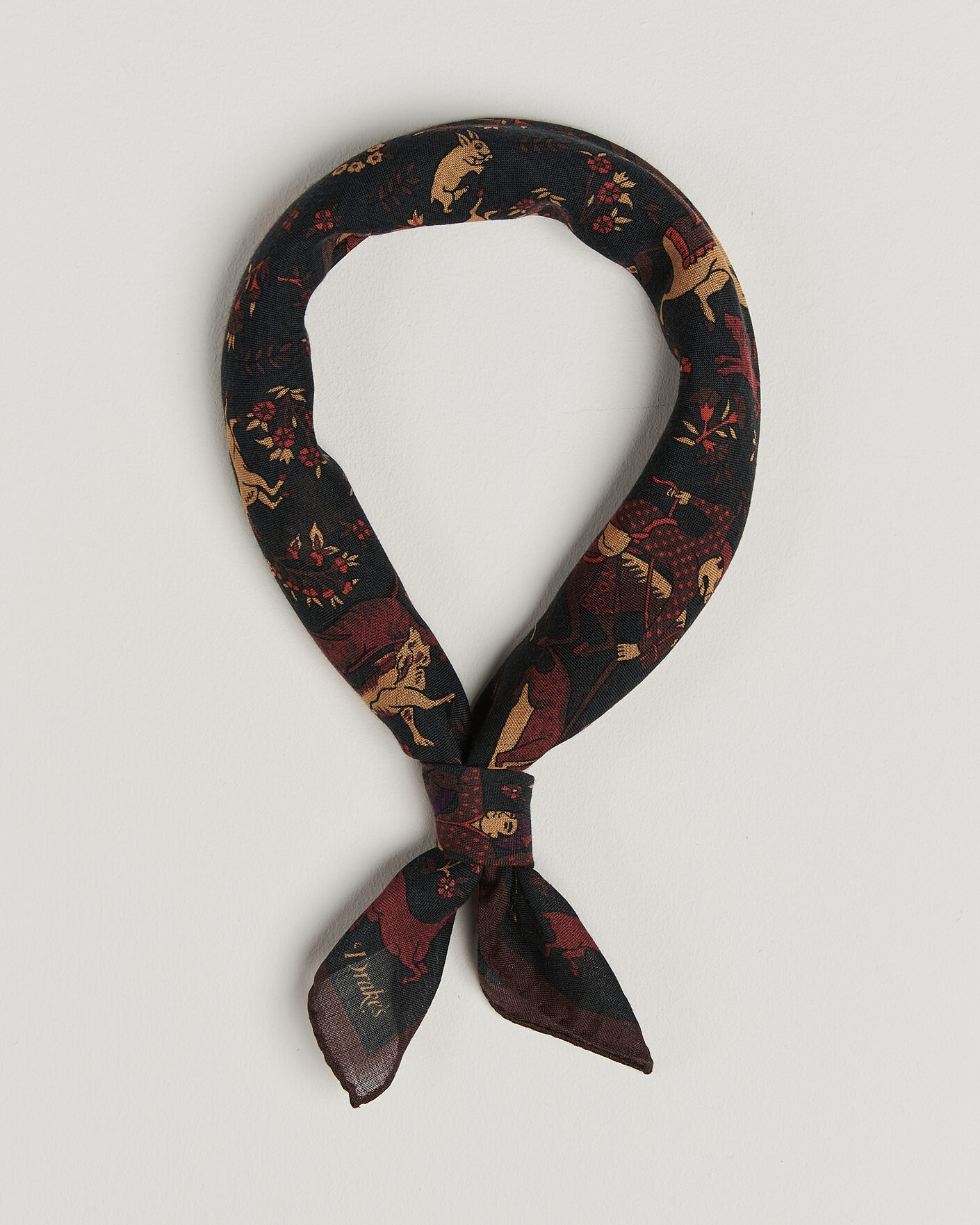 Hombres | Bufandas elegantes | Drake's | Moghul Wool/Silk Bandana Green