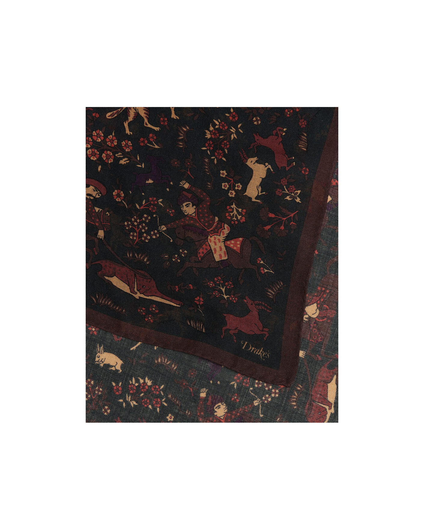 Hombres | Bufandas elegantes | Drake's | Moghul Wool/Silk Bandana Green