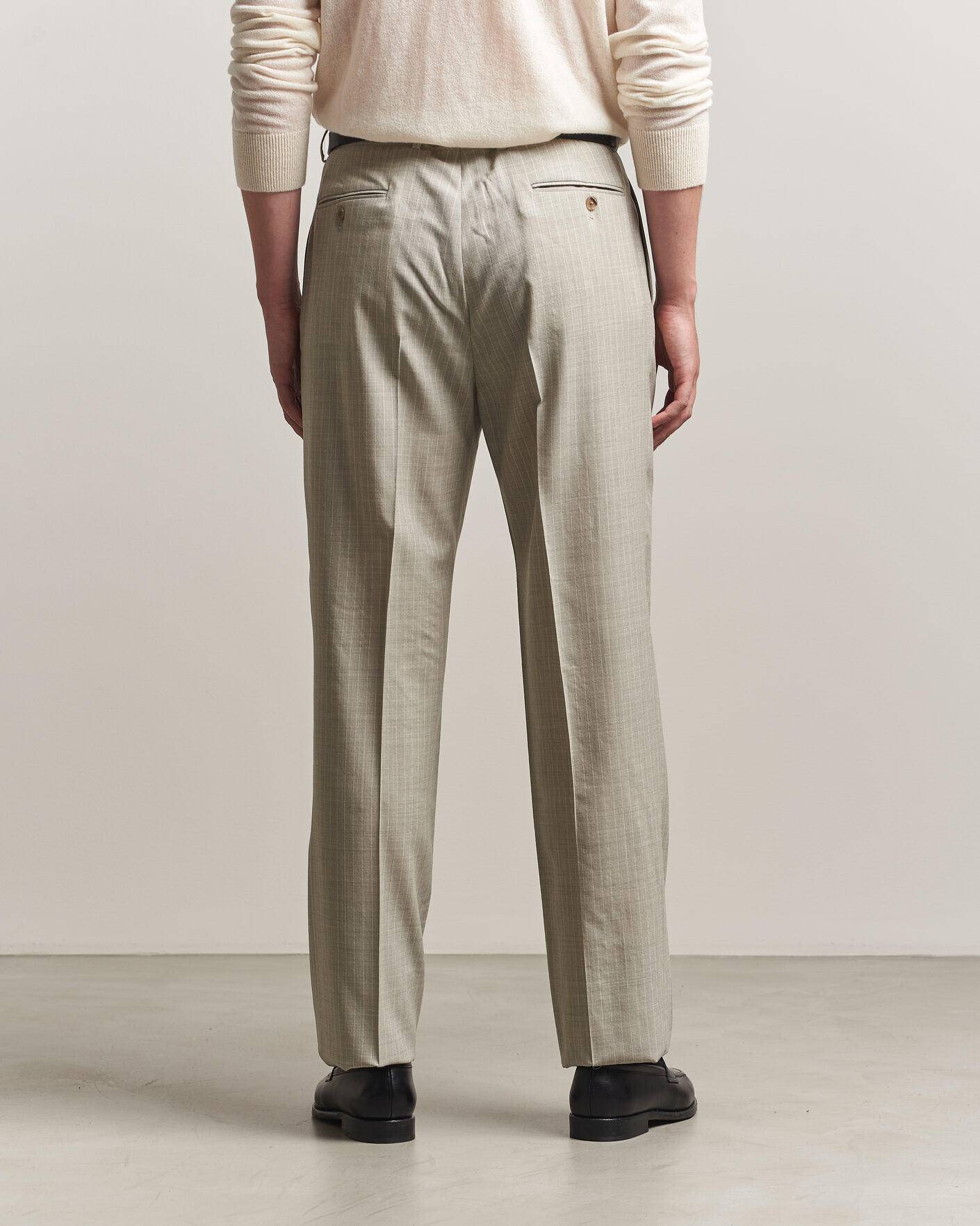Hombres | Pantalones | Ralph Lauren Purple Label | Glenn Pinstriped Pleated Wool Trousers Grey