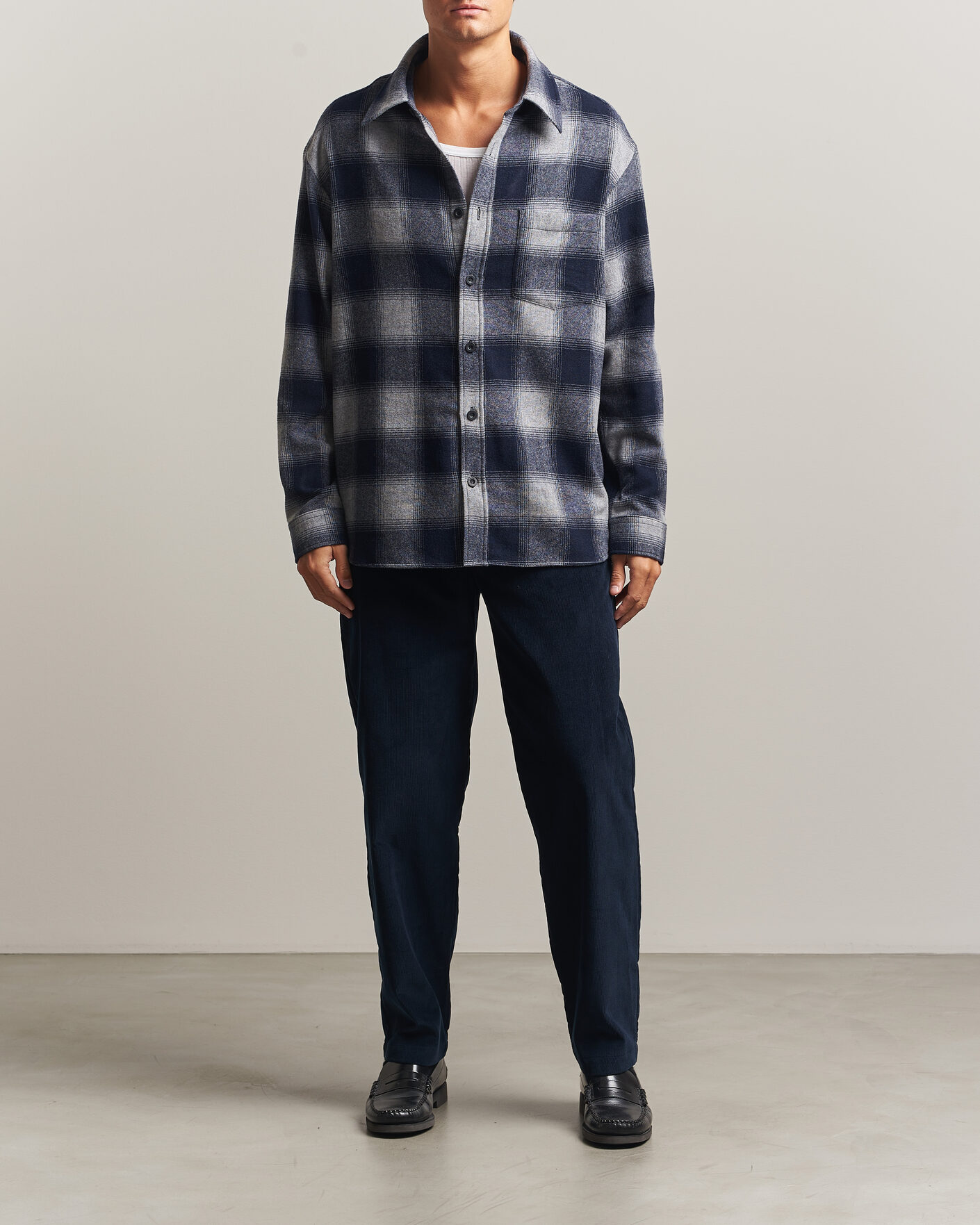 Hombres | Camisas | A.P.C. | Malaury Checked Overshirt Light Grey