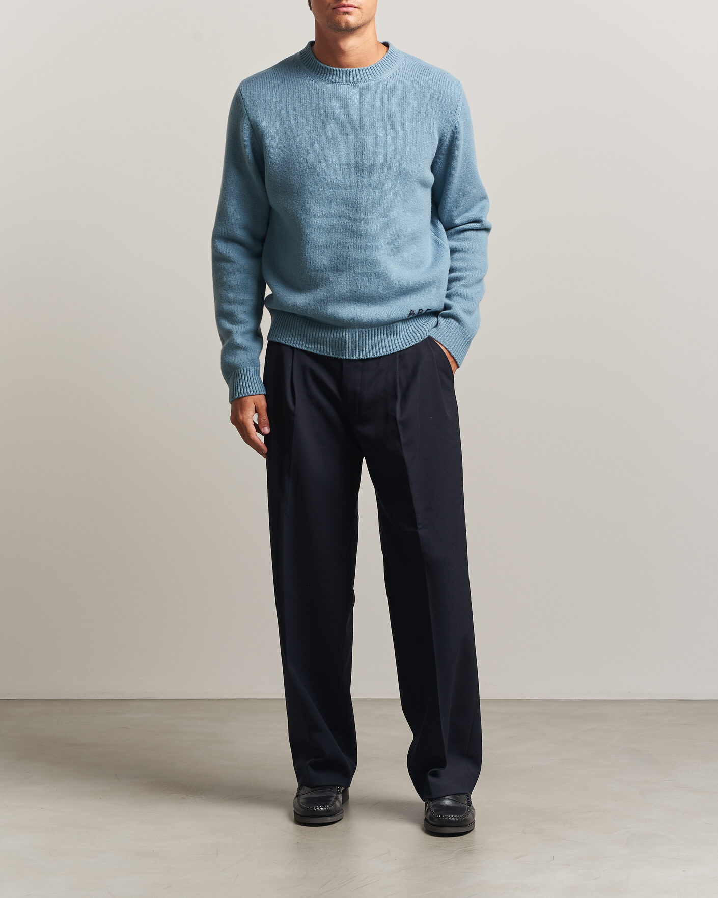 Hombres | Jerséis y prendas de punto | A.P.C. | Edmond Wool Knitted Sweater Light Blue Melange