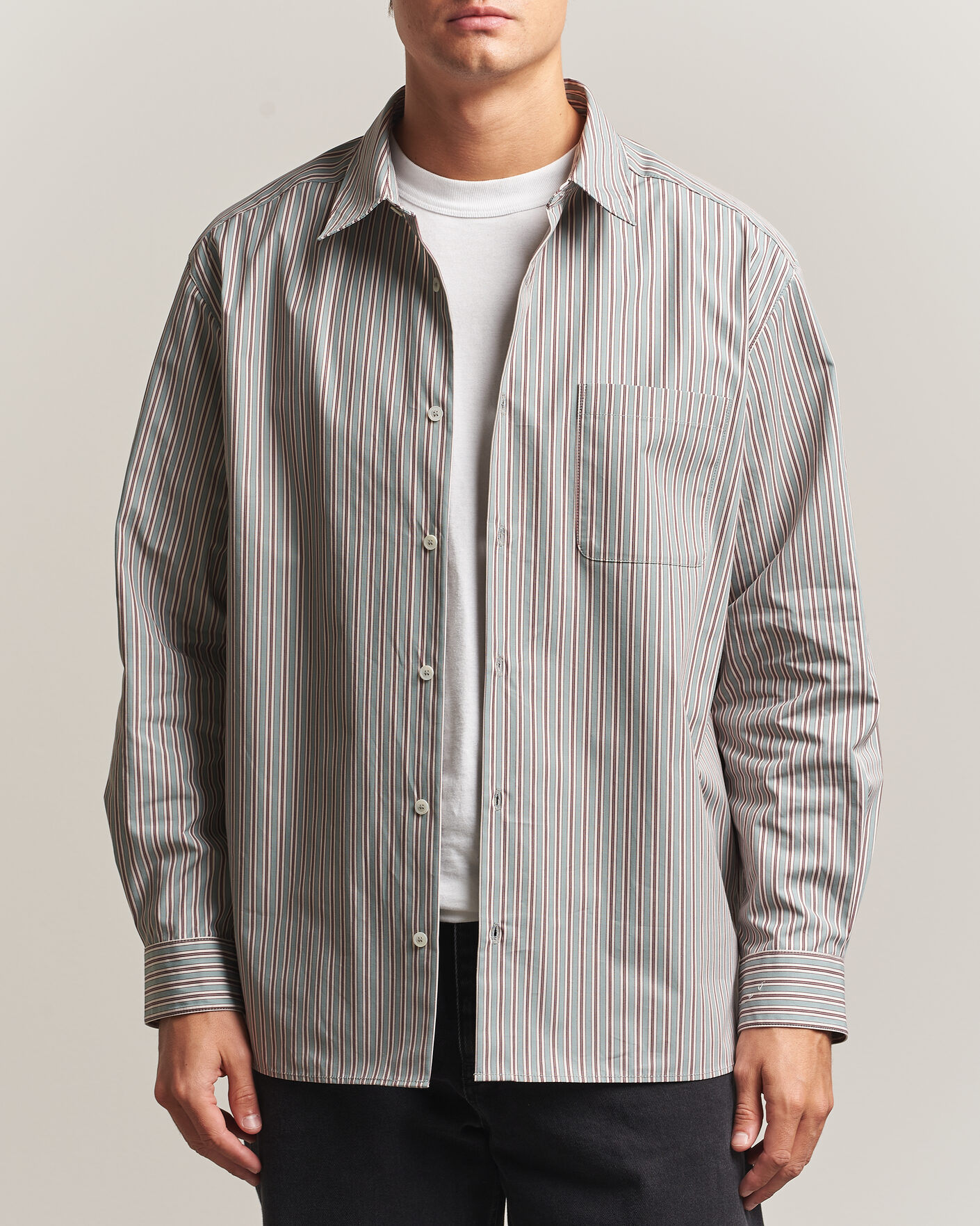 Hombres | Camisas | A.P.C. | Malo Cotton Striped Shirt Almond Green