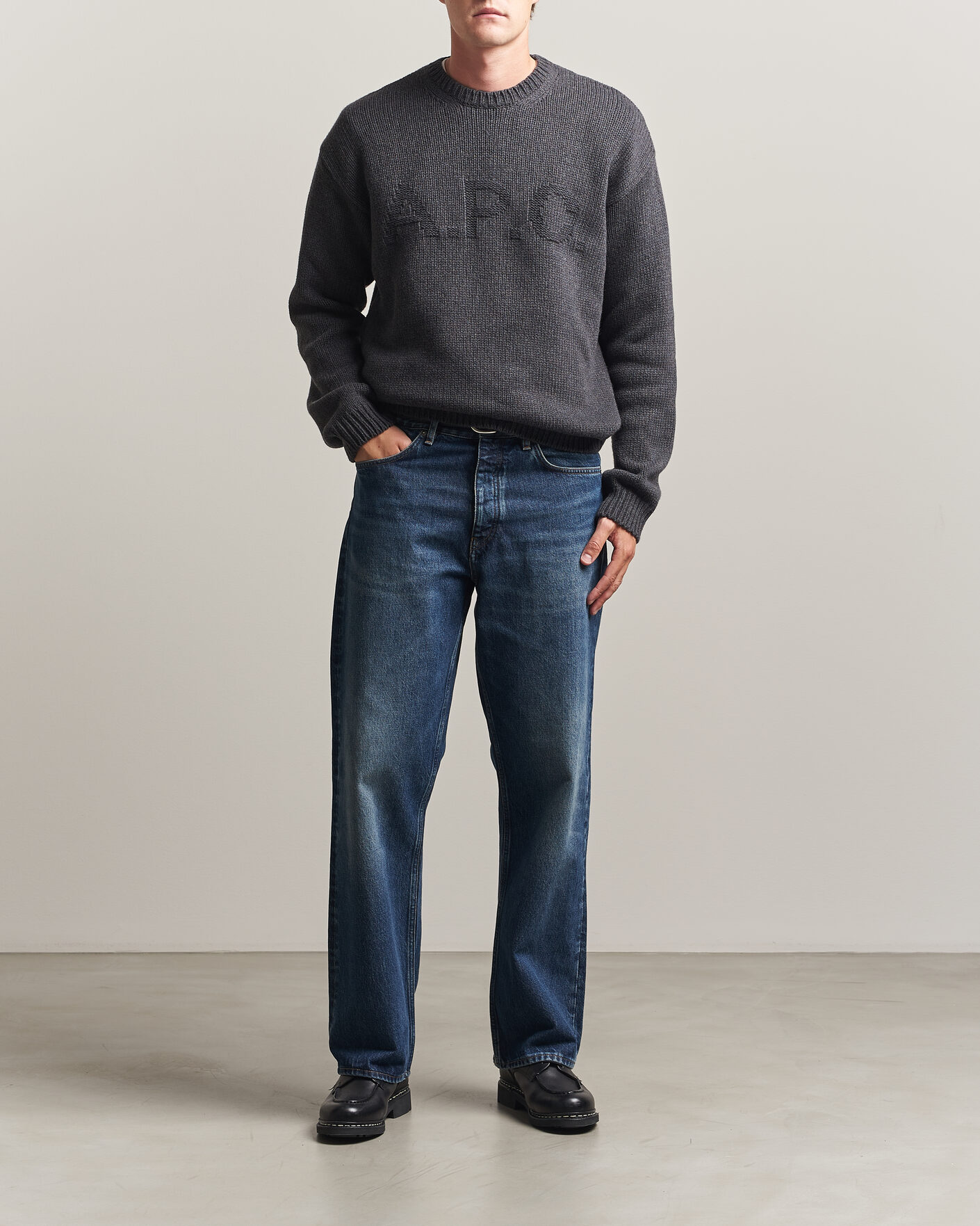 Hombres | Jerséis y prendas de punto | A.P.C. | George Wool Knitted Sweater Anthracite Melange