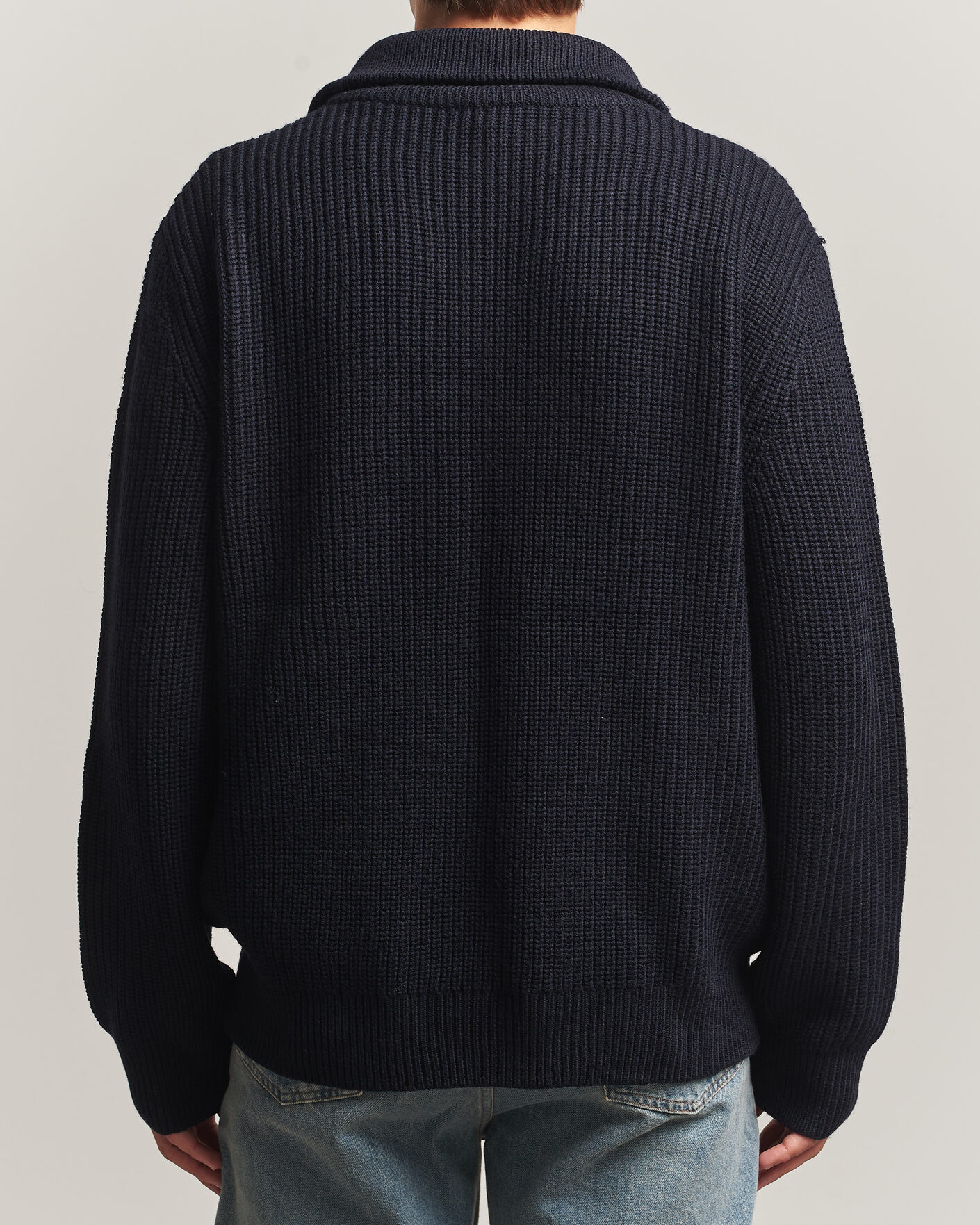 Hombres | Jerséis y prendas de punto | A.P.C. | Daniel Wool Rib Knitted Half Zip Dark Navy
