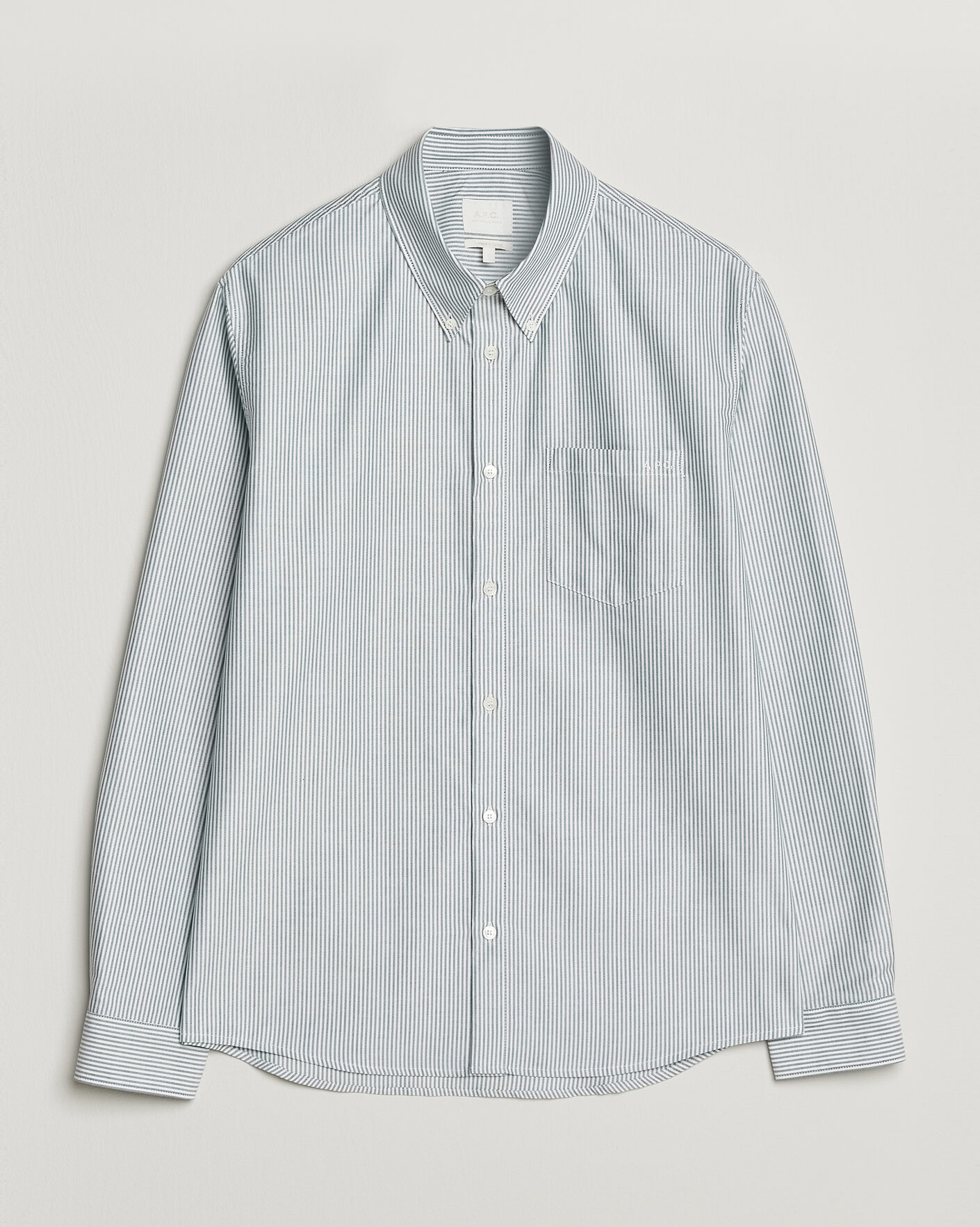 Hombres | Camisas | A.P.C. | Greg Striped Oxford Shirt Green/White