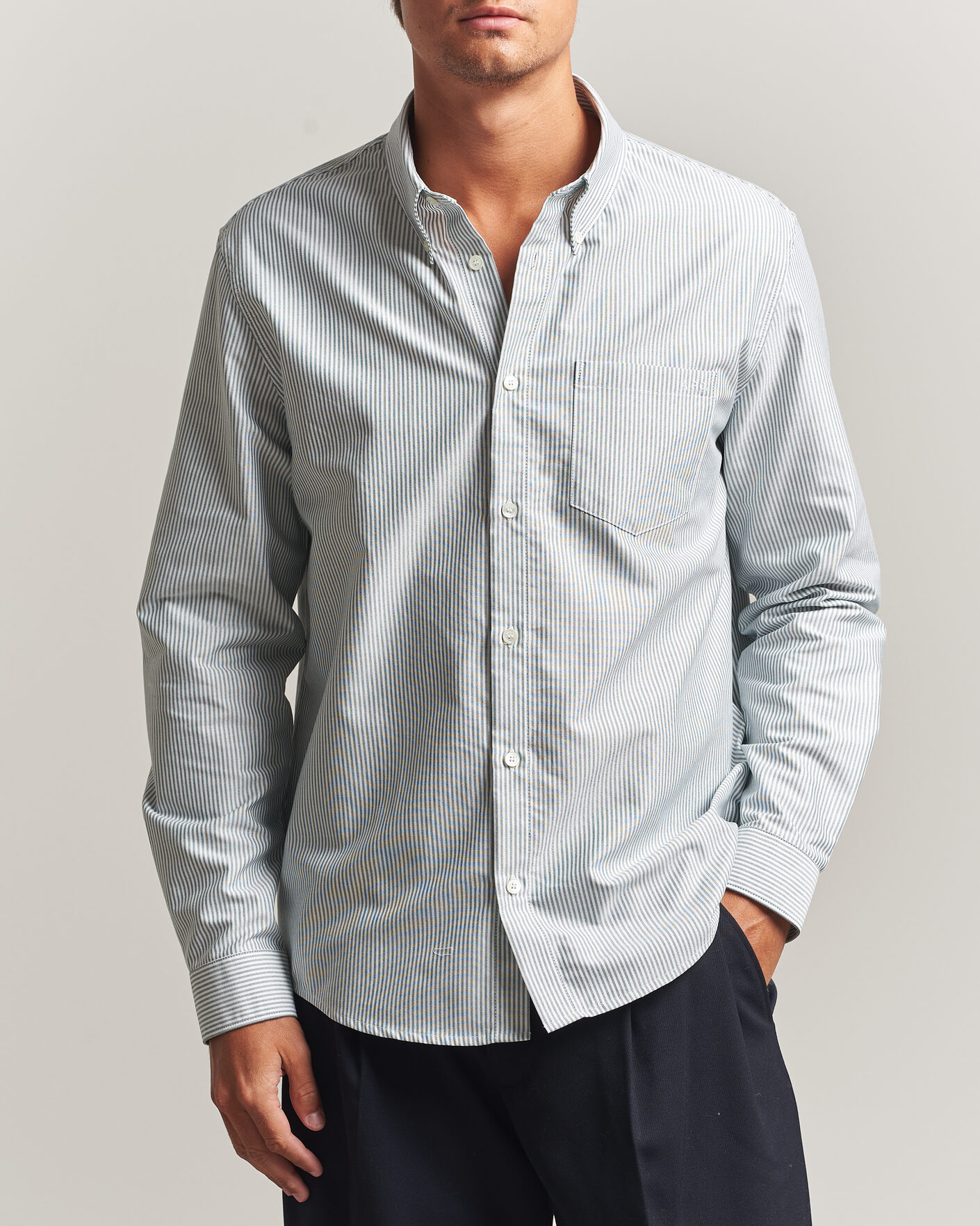 Hombres | Camisas | A.P.C. | Greg Striped Oxford Shirt Green/White