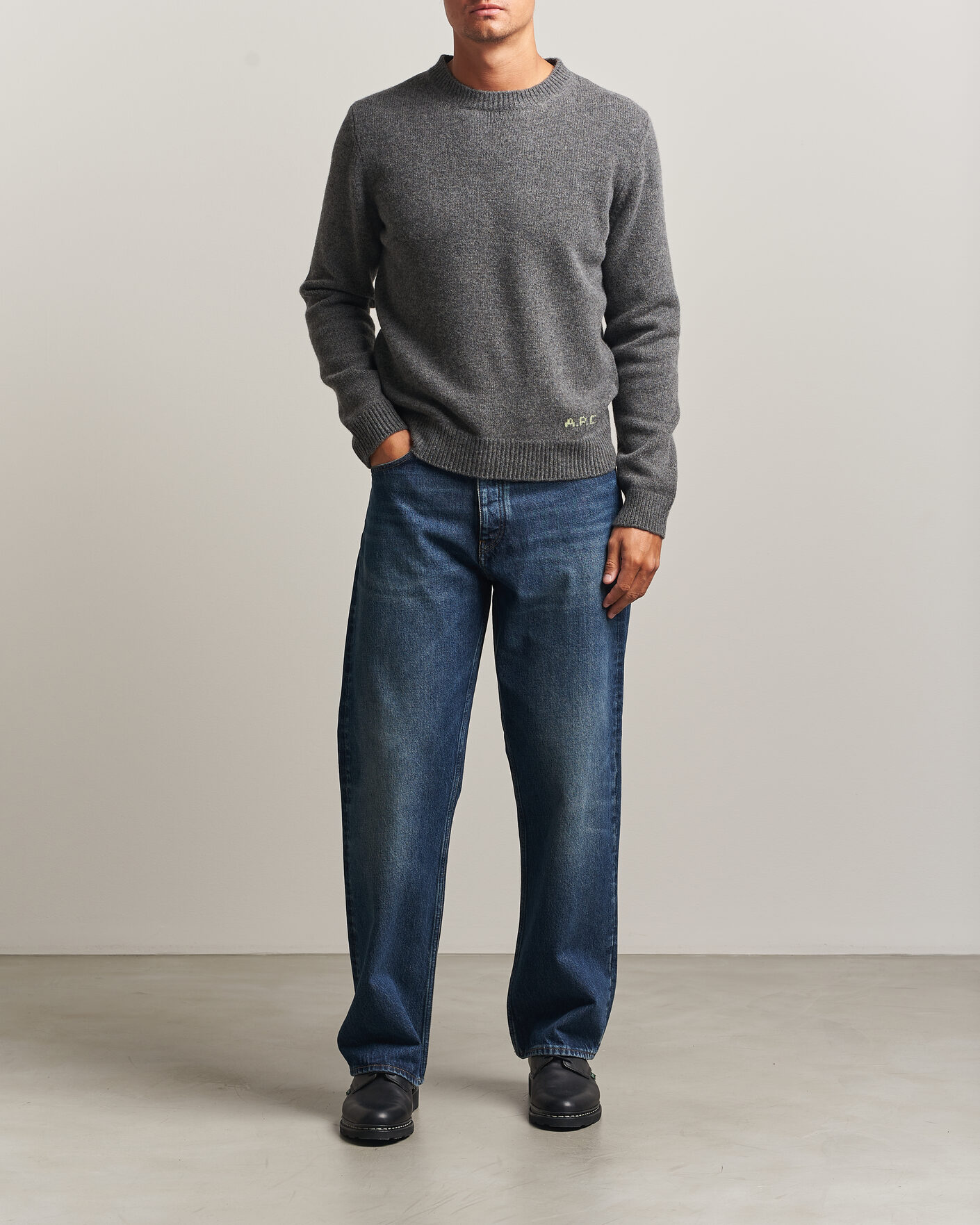 Hombres | Jerséis y prendas de punto | A.P.C. | Edmond Wool Knitted Sweater Anthracite Melange