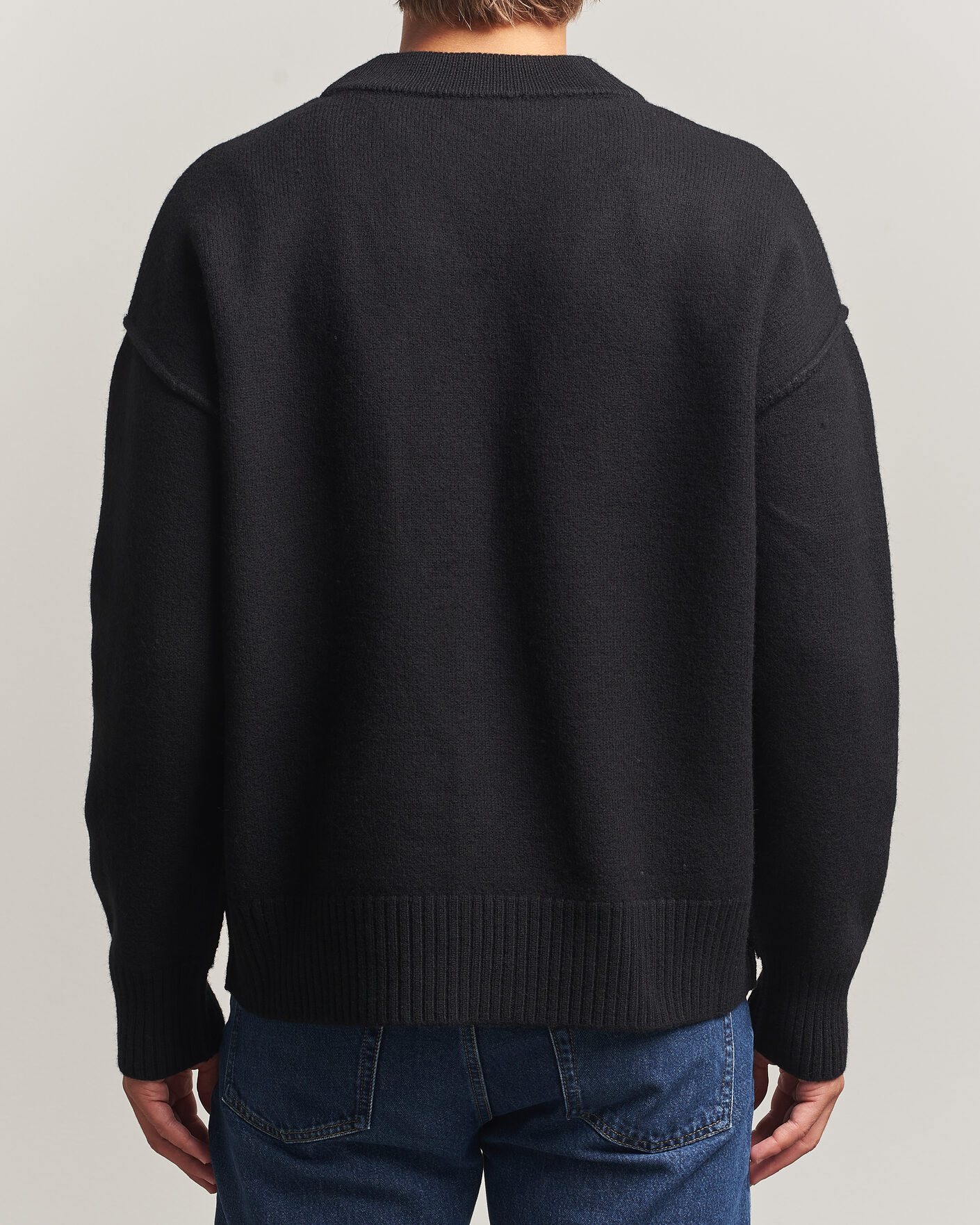 Hombres | Jerséis y prendas de punto | AMI | Big Heart Logo Wool Knitted Cardigan Black