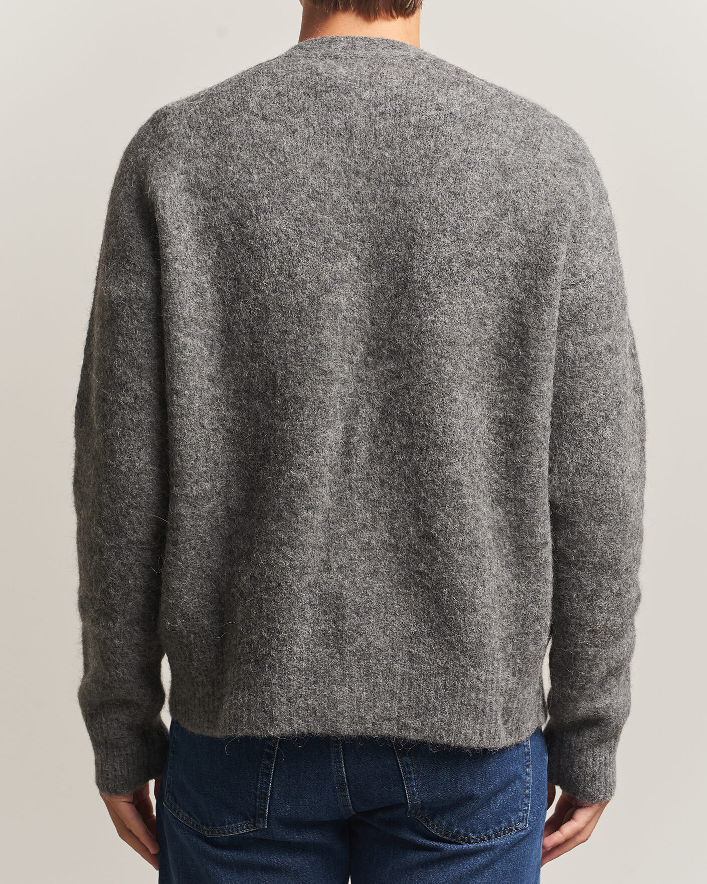 Hombres | Jerséis y prendas de punto | AMI | Signature Logo Wool Knitted Cardigan Grey Melange