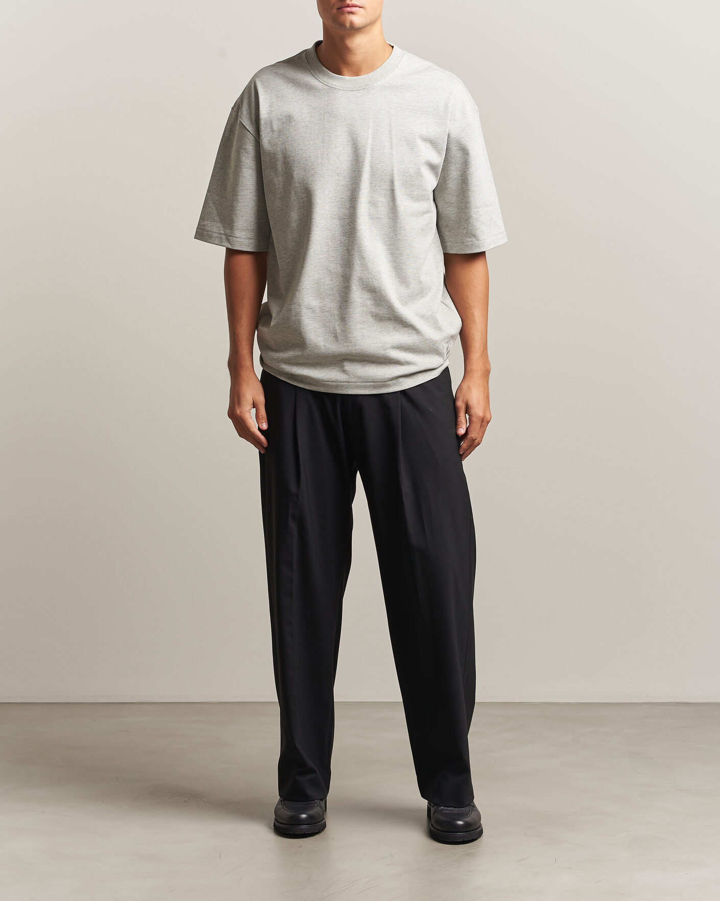 Hombres | Camisetas | AMI | Heritage Logo T-Shirt Light Grey Melange