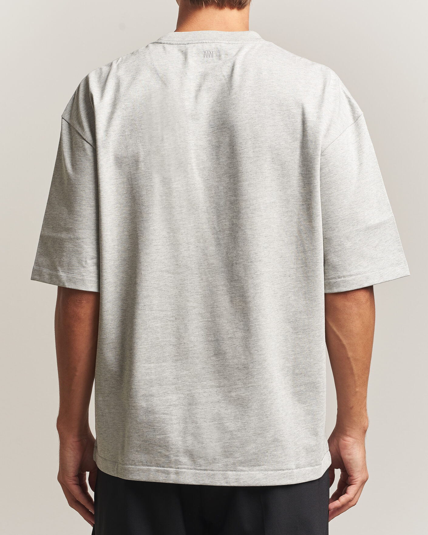 Hombres | Camisetas | AMI | Heritage Logo T-Shirt Light Grey Melange