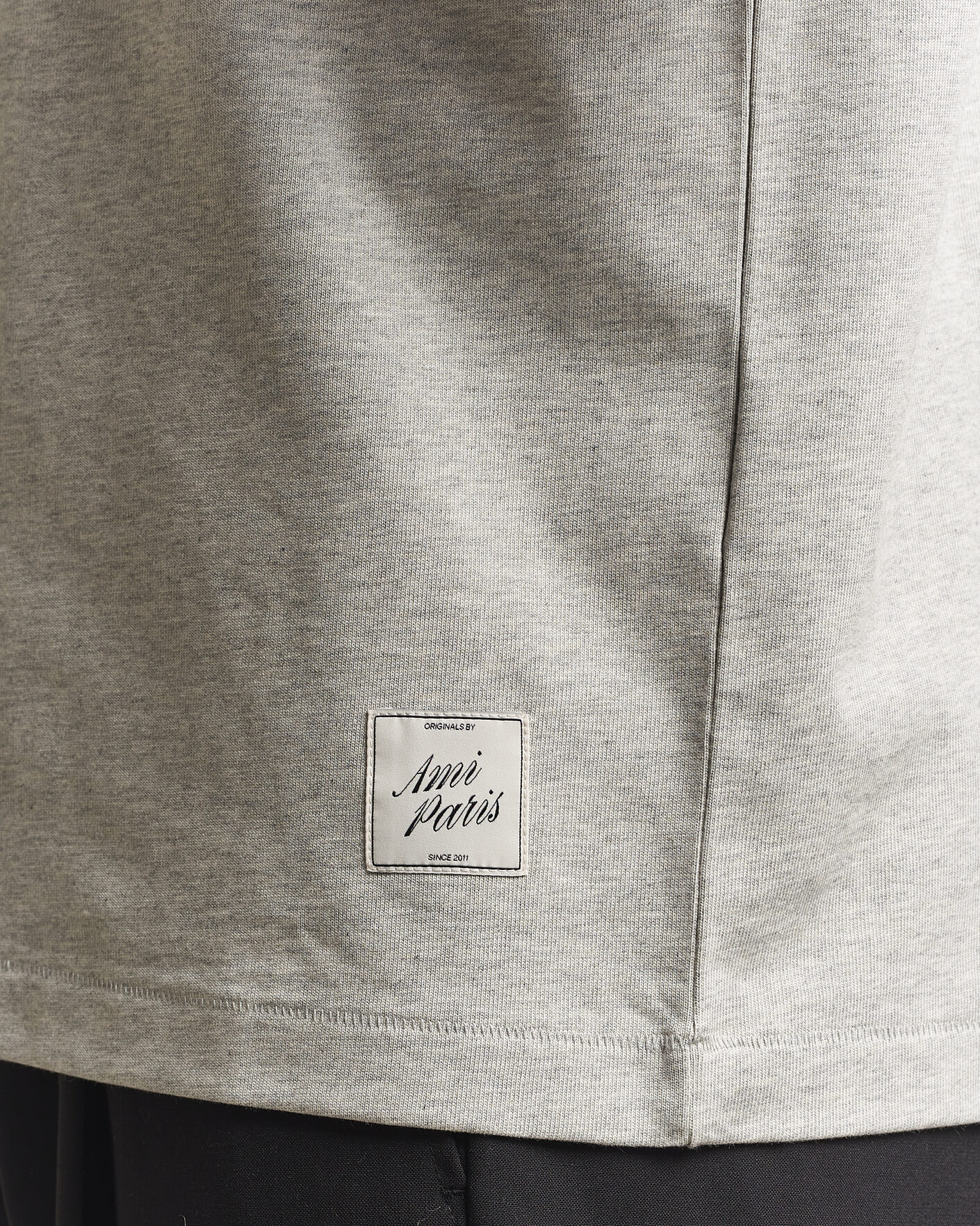 Hombres | Camisetas | AMI | Heritage Logo T-Shirt Light Grey Melange