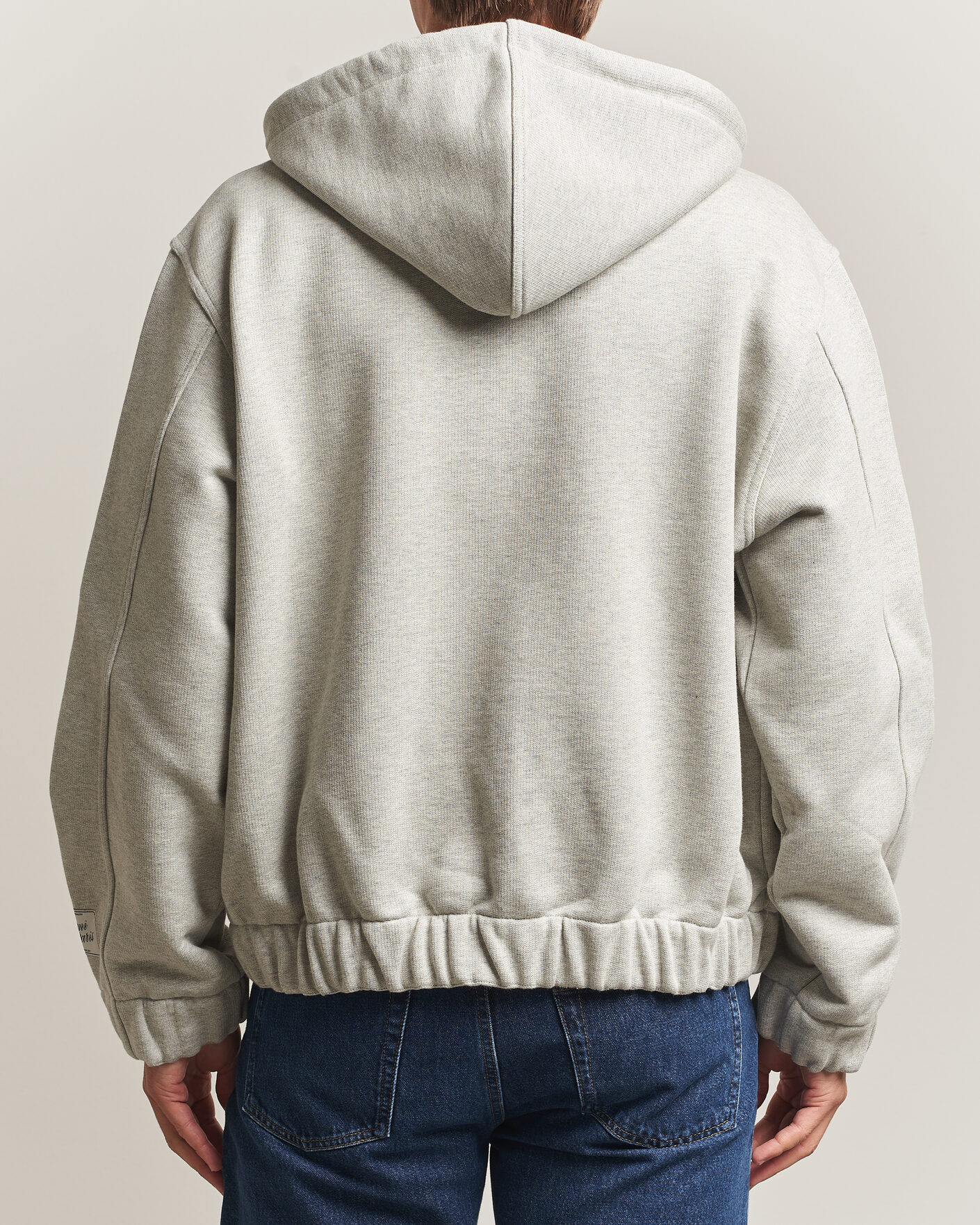 Hombres | Jerséis y prendas de punto | AMI | Heritage Logo Full Zip Hoodie Light Grey Melange