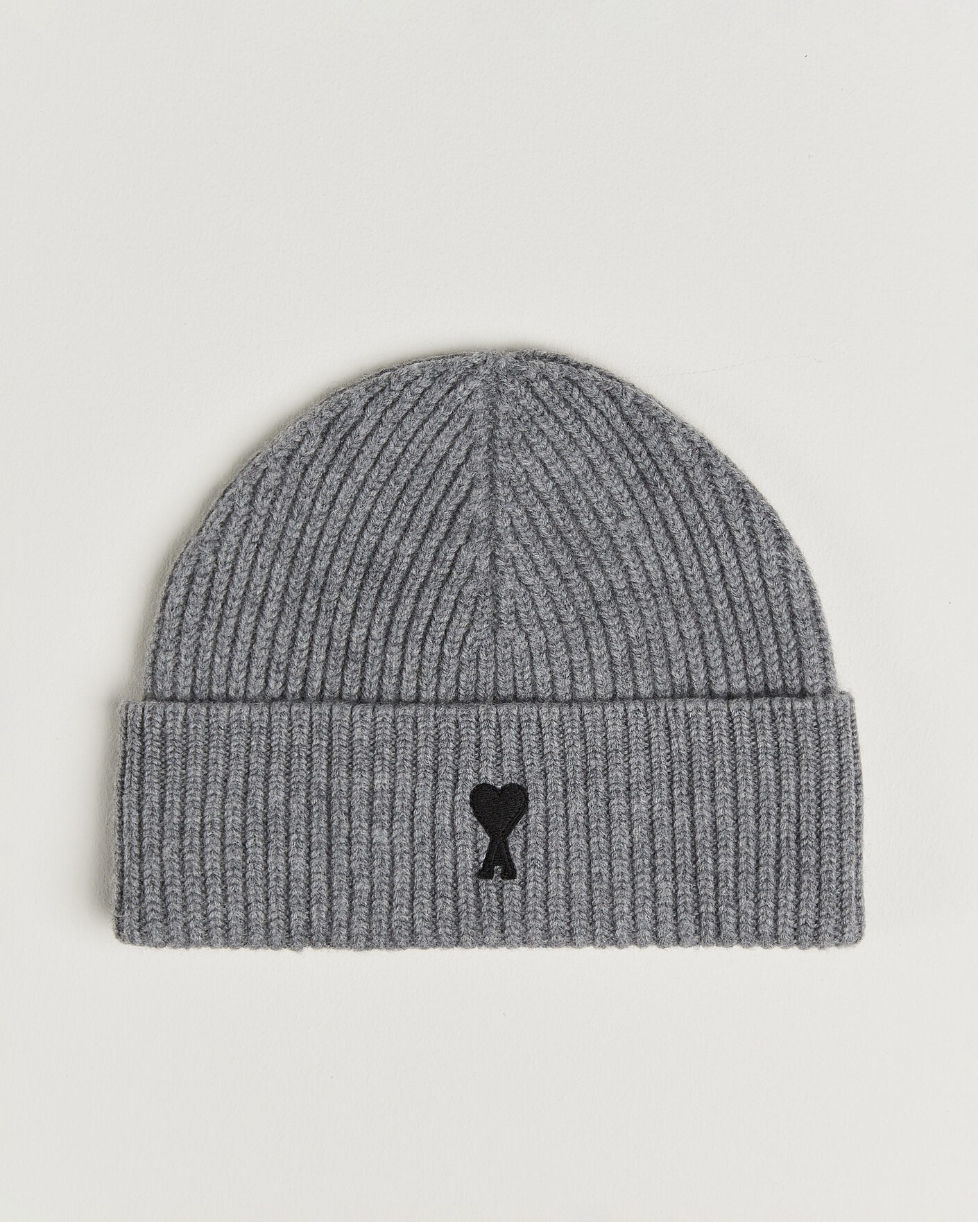 Hombres | Gorros | AMI | Contrasted Heart Logo Beanie Light Grey Melange