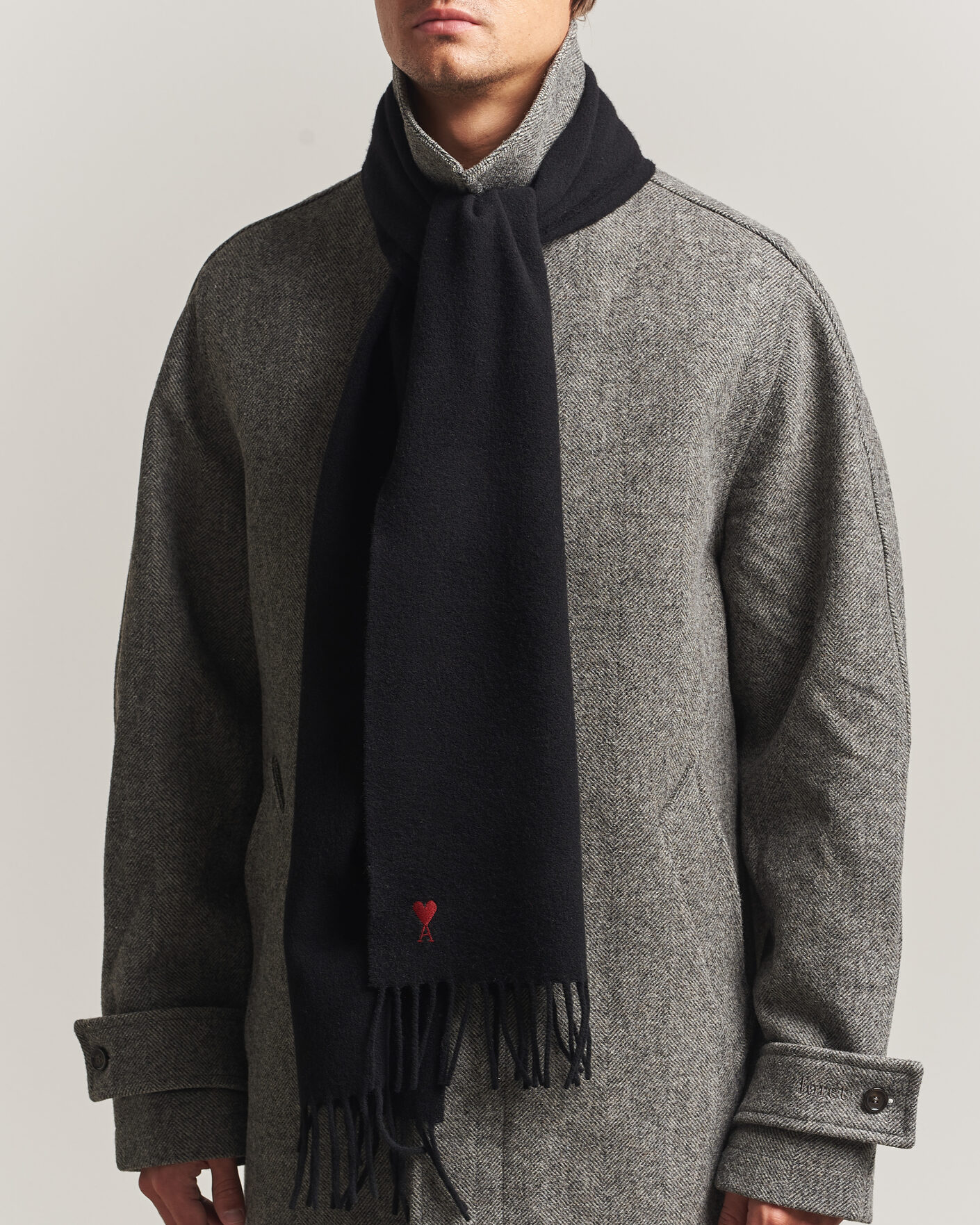 Hombres | Bufandas | AMI | Heart Logo Scarf Black
