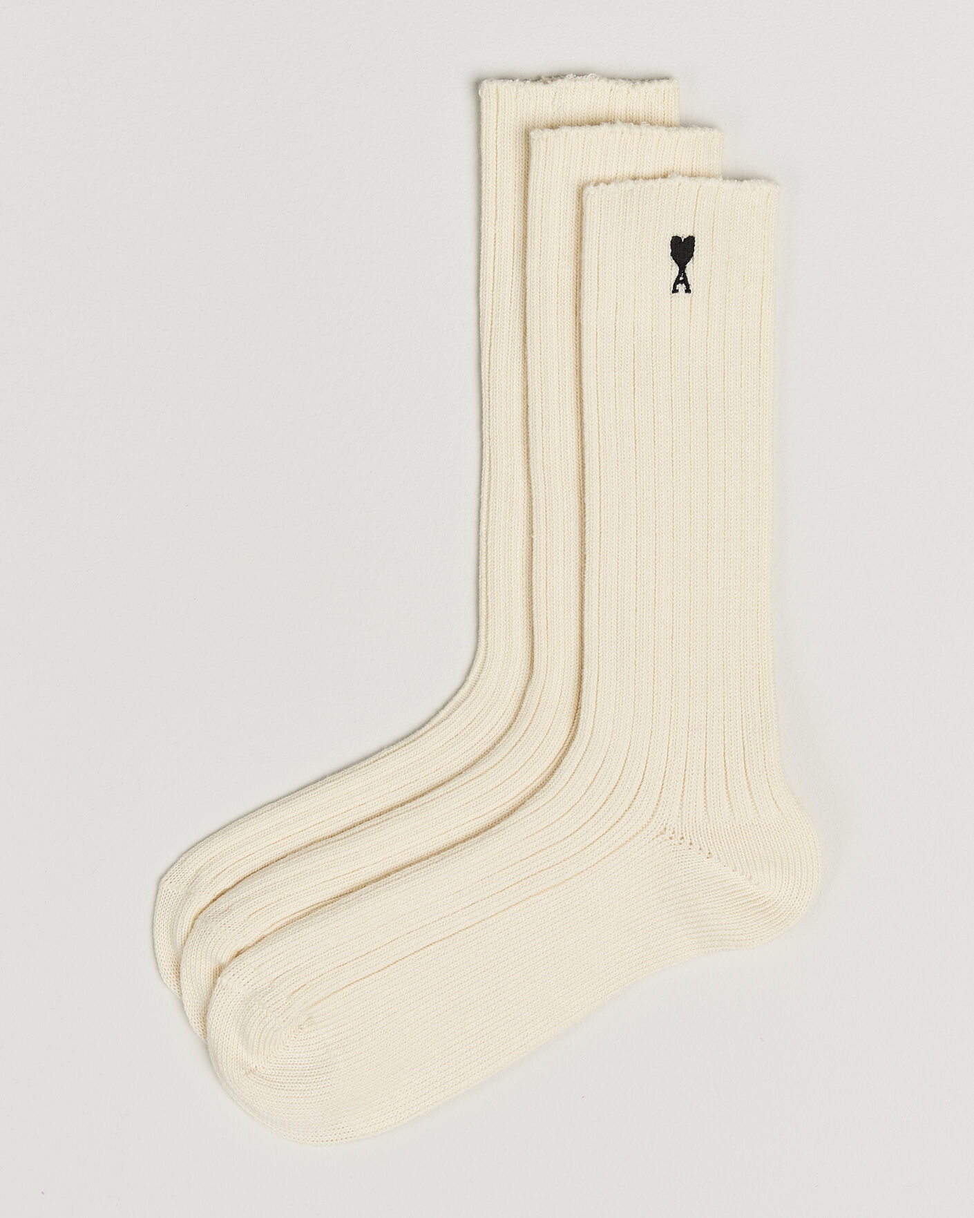Hombres | Ropa interior y calcetines | AMI | 3-Pack Heart Logo Cotton Socks Ivory
