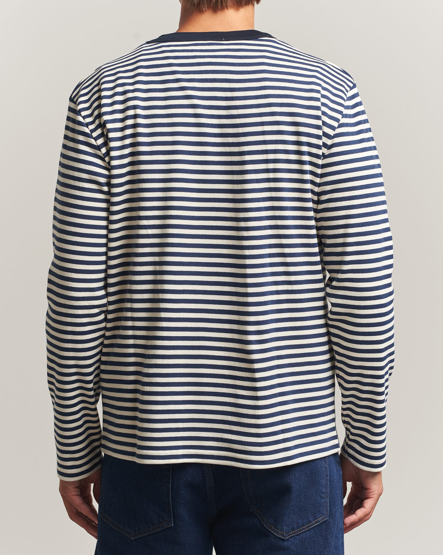 Hombres | Camisetas | Armor-lux | Héritage Striped Long Sleeve T-Shirt Marine/Milk