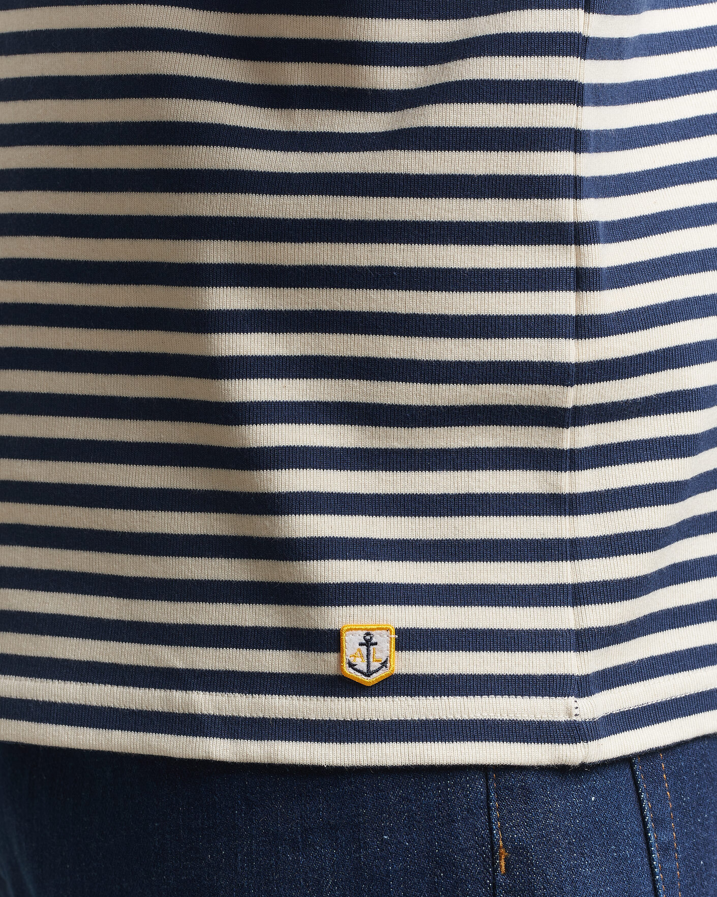 Hombres | Camisetas | Armor-lux | Héritage Striped Long Sleeve T-Shirt Marine/Milk