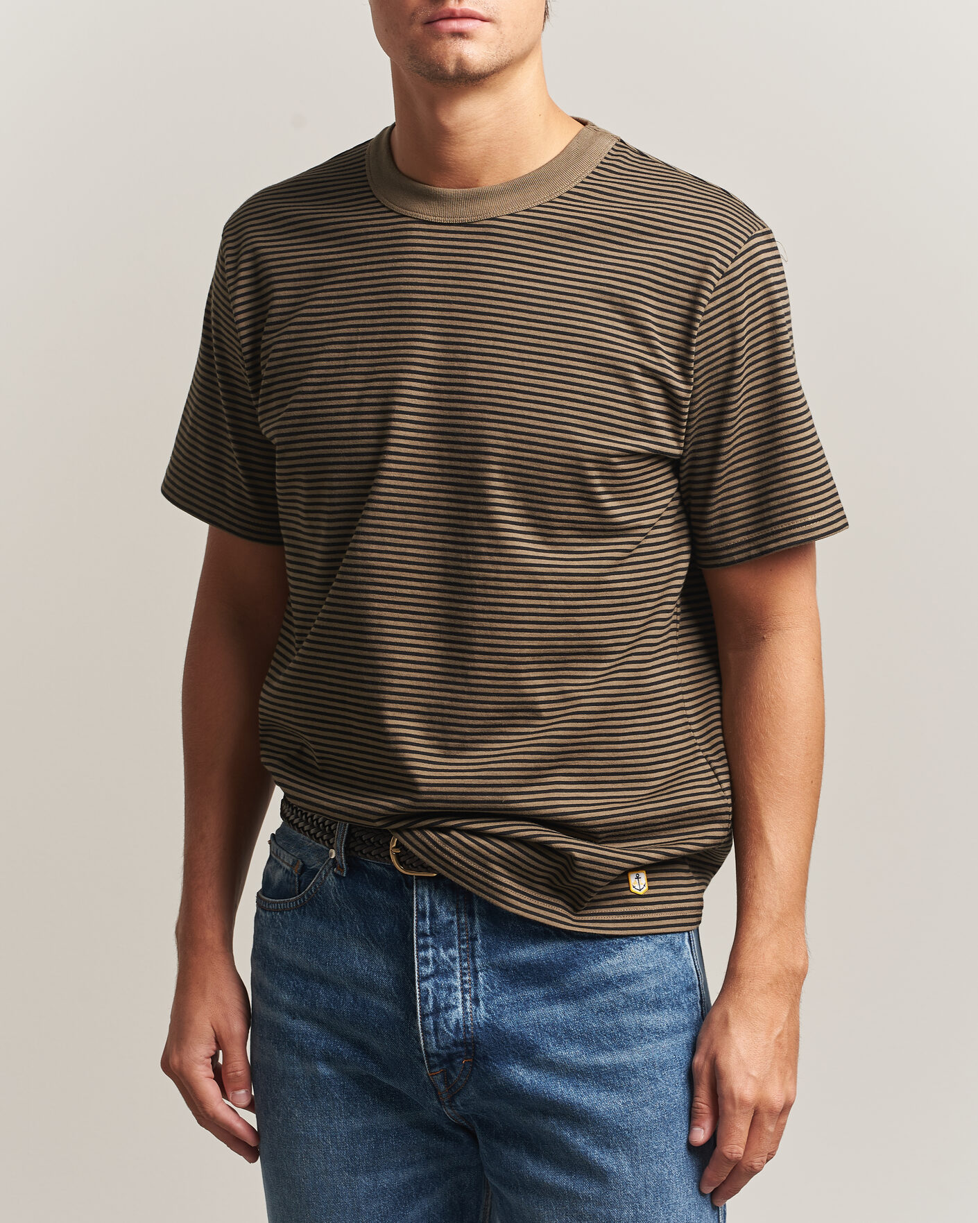 Hombres | Camisetas | Armor-lux | Héritage Callac Striped T-Shirt Olive/Black