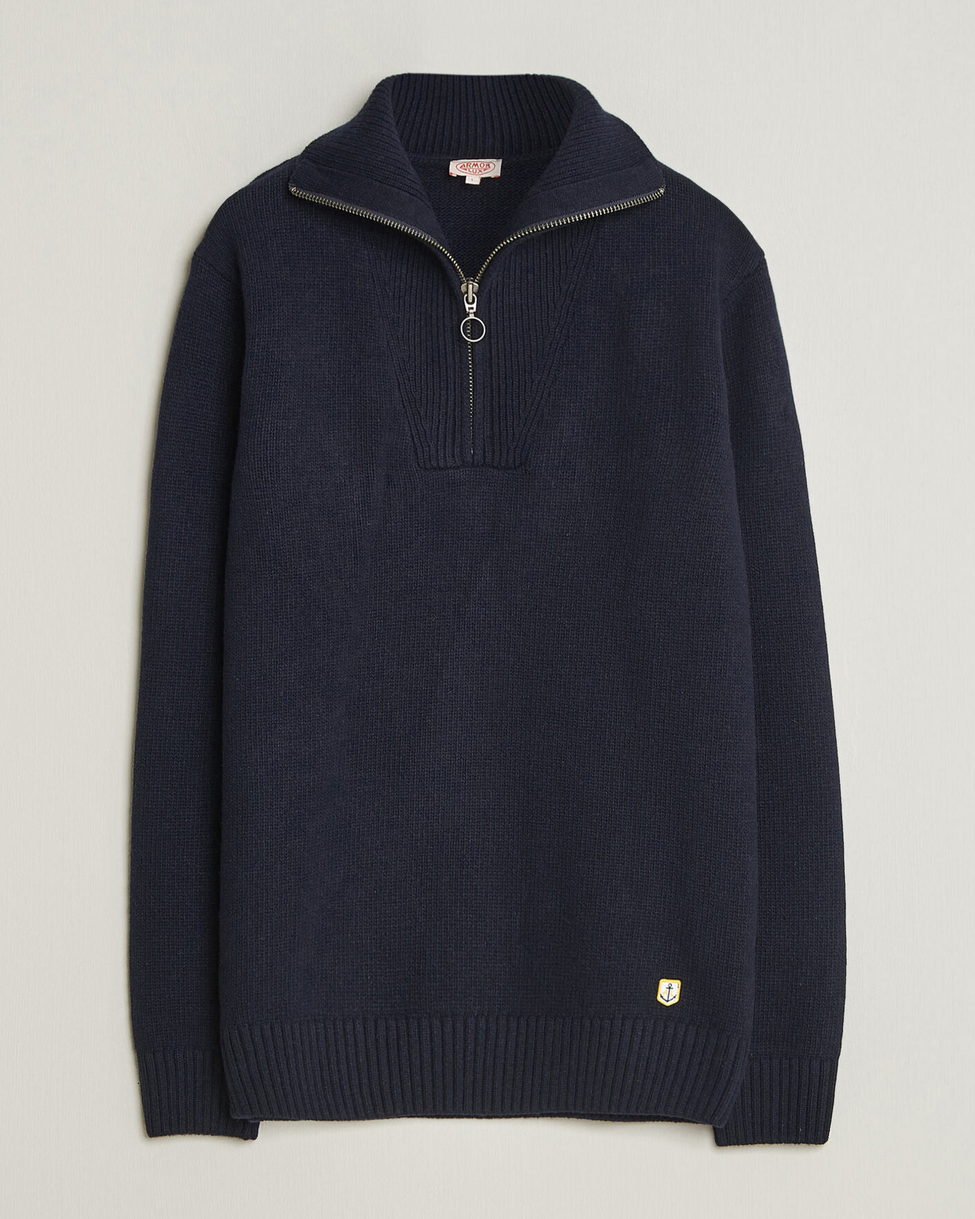 Hombres | Jerséis y prendas de punto | Armor-lux | Wool Knitted Half Zip Navy