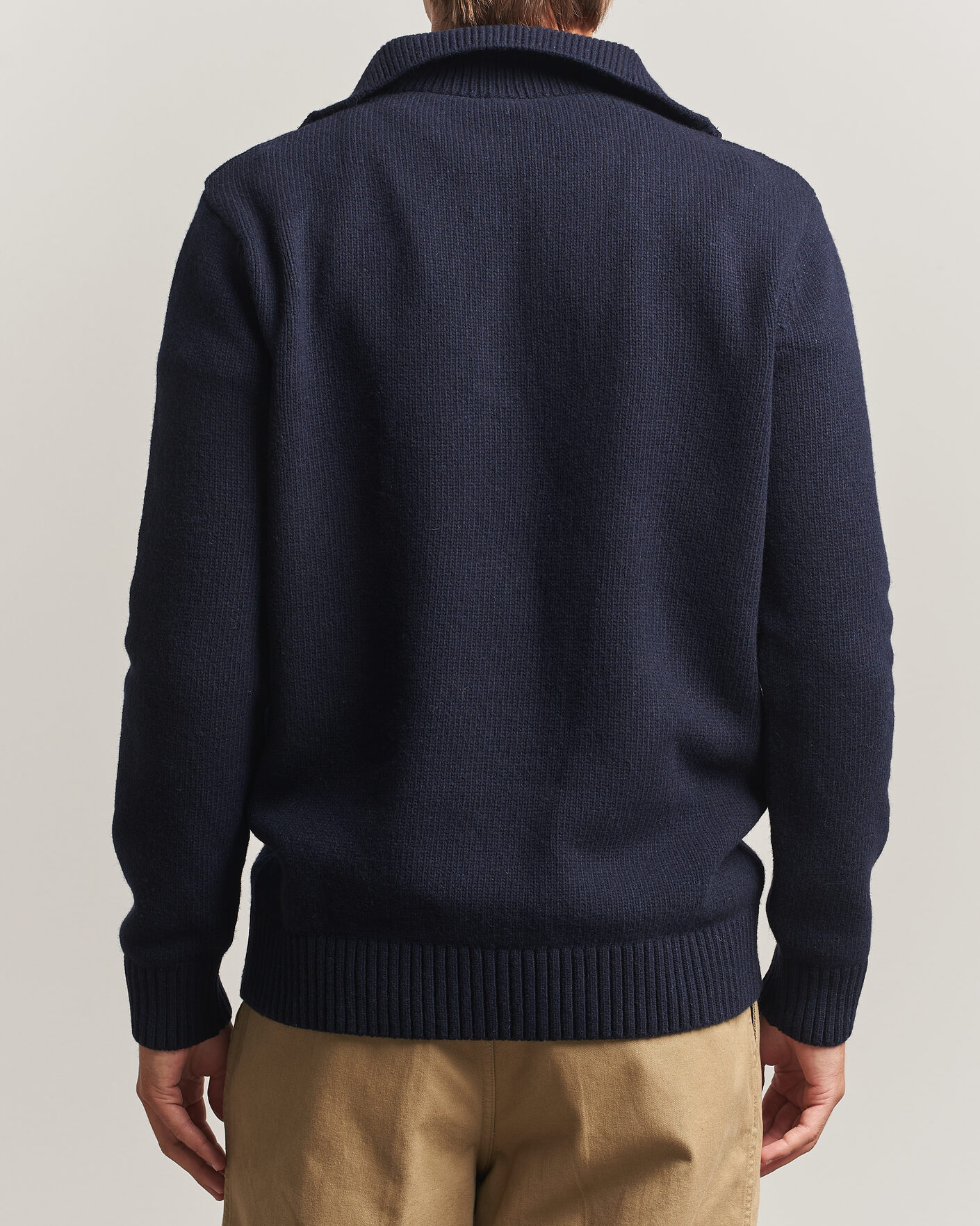 Hombres | Jerséis y prendas de punto | Armor-lux | Wool Knitted Half Zip Navy