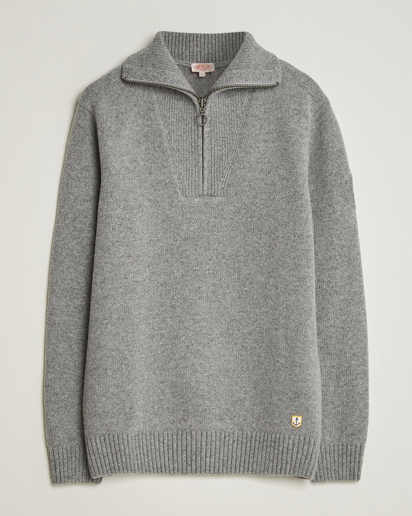 Hombres | Jerséis y prendas de punto | Armor-lux | Wool Knitted Half Zip Slate