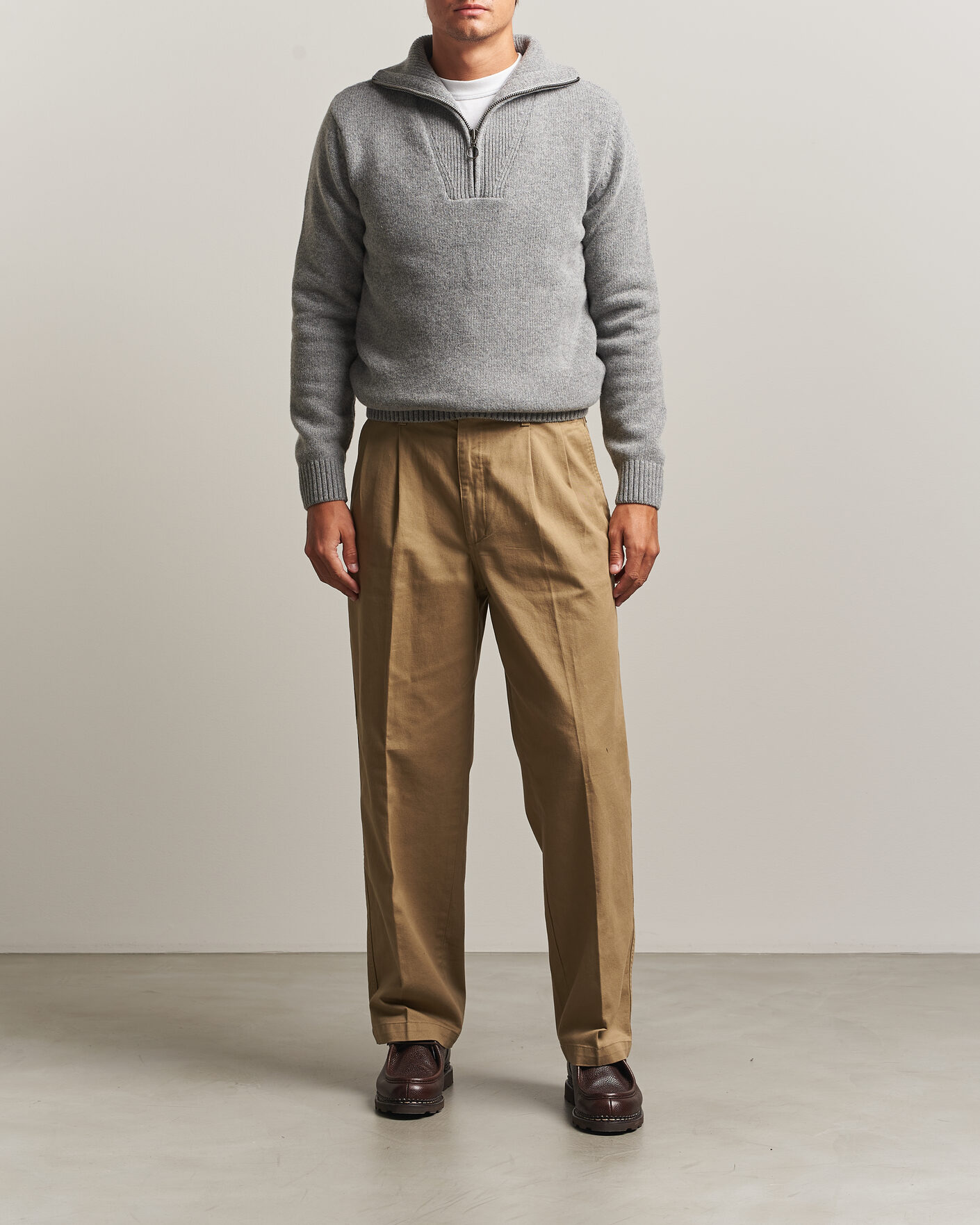 Hombres | Jerséis y prendas de punto | Armor-lux | Wool Knitted Half Zip Slate