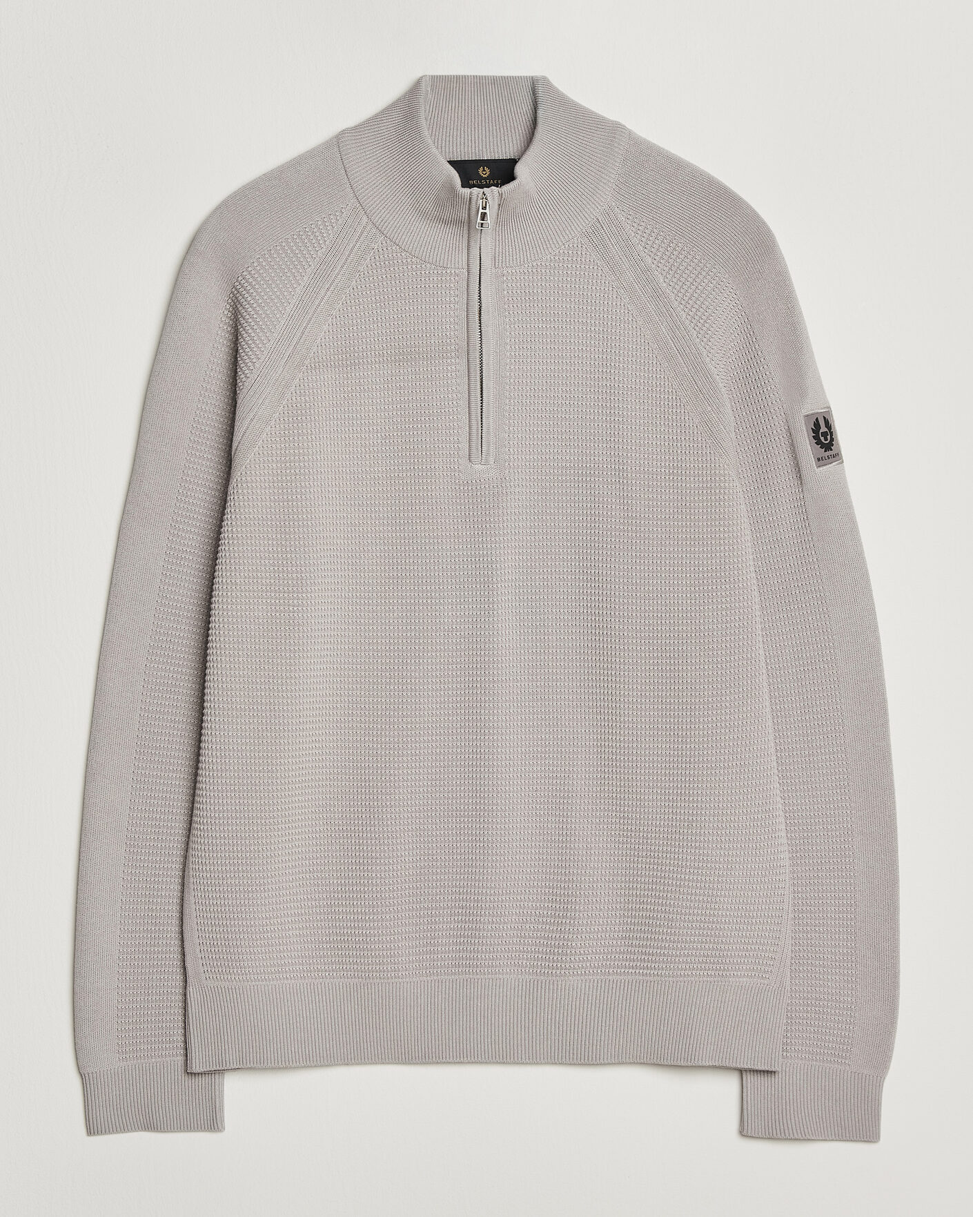 Hombres | Jerséis y prendas de punto | Belstaff | Bradwell Cotton Knitted Quarter Zip Concrete