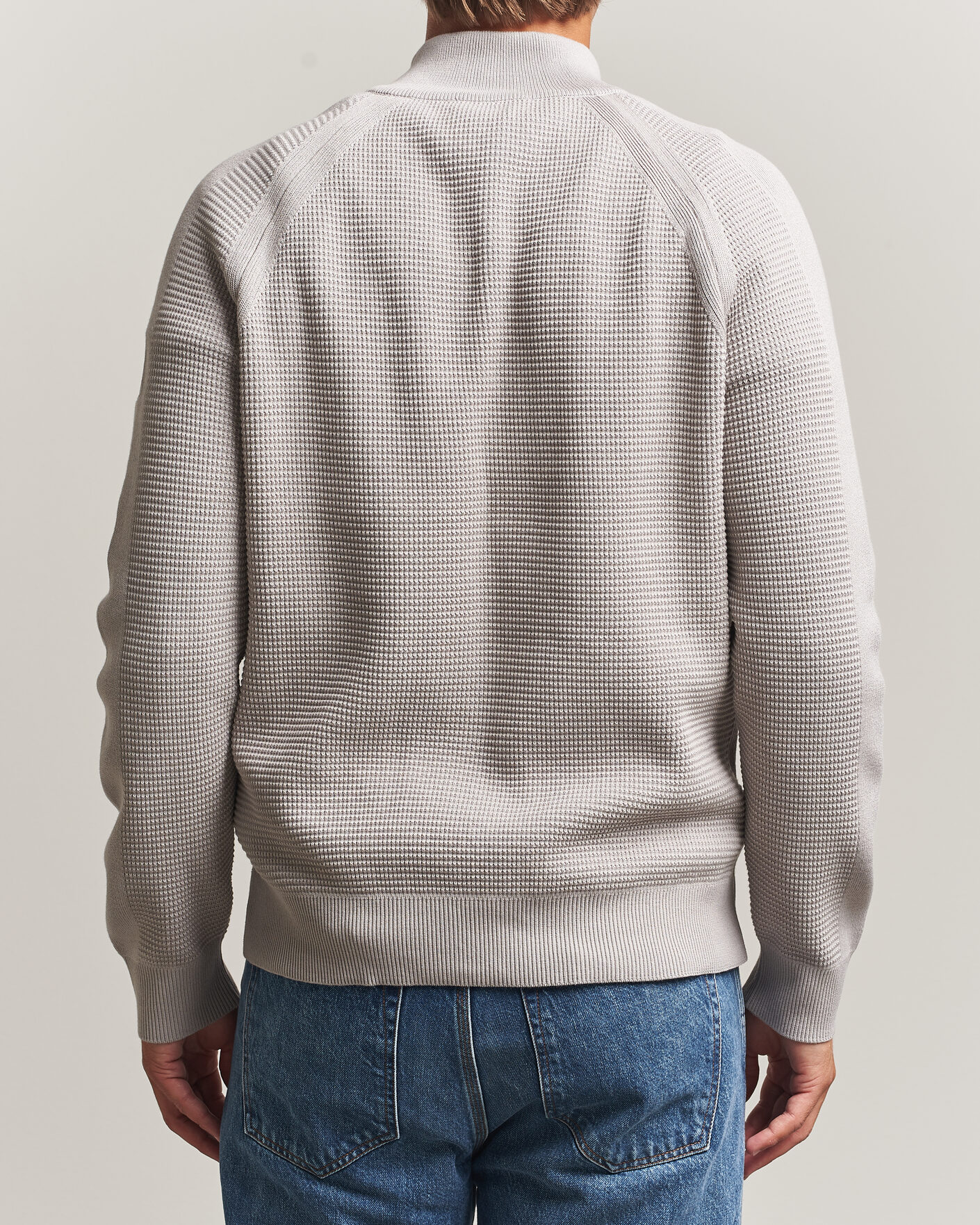 Hombres | Jerséis y prendas de punto | Belstaff | Bradwell Cotton Knitted Quarter Zip Concrete