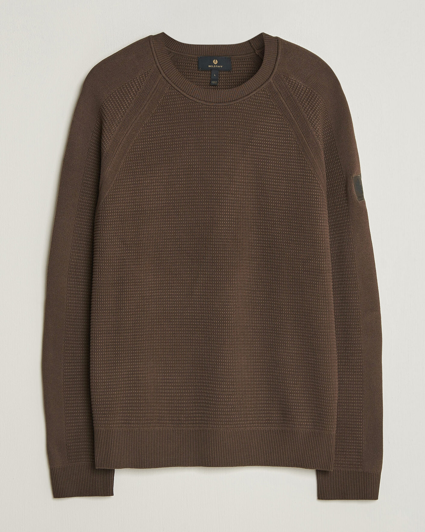 Hombres | Jerséis y prendas de punto | Belstaff | Bradwell Cotton Knitted Crew Neck Army Olive