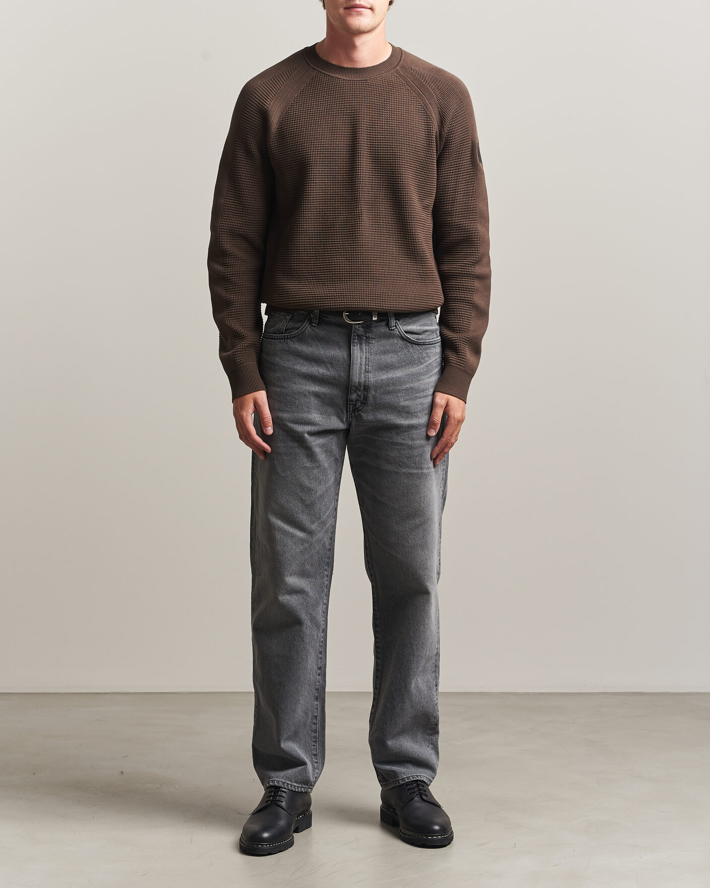 Hombres | Jerséis y prendas de punto | Belstaff | Bradwell Cotton Knitted Crew Neck Army Olive