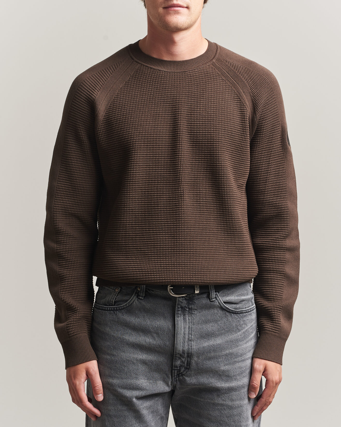 Hombres | Jerséis y prendas de punto | Belstaff | Bradwell Cotton Knitted Crew Neck Army Olive
